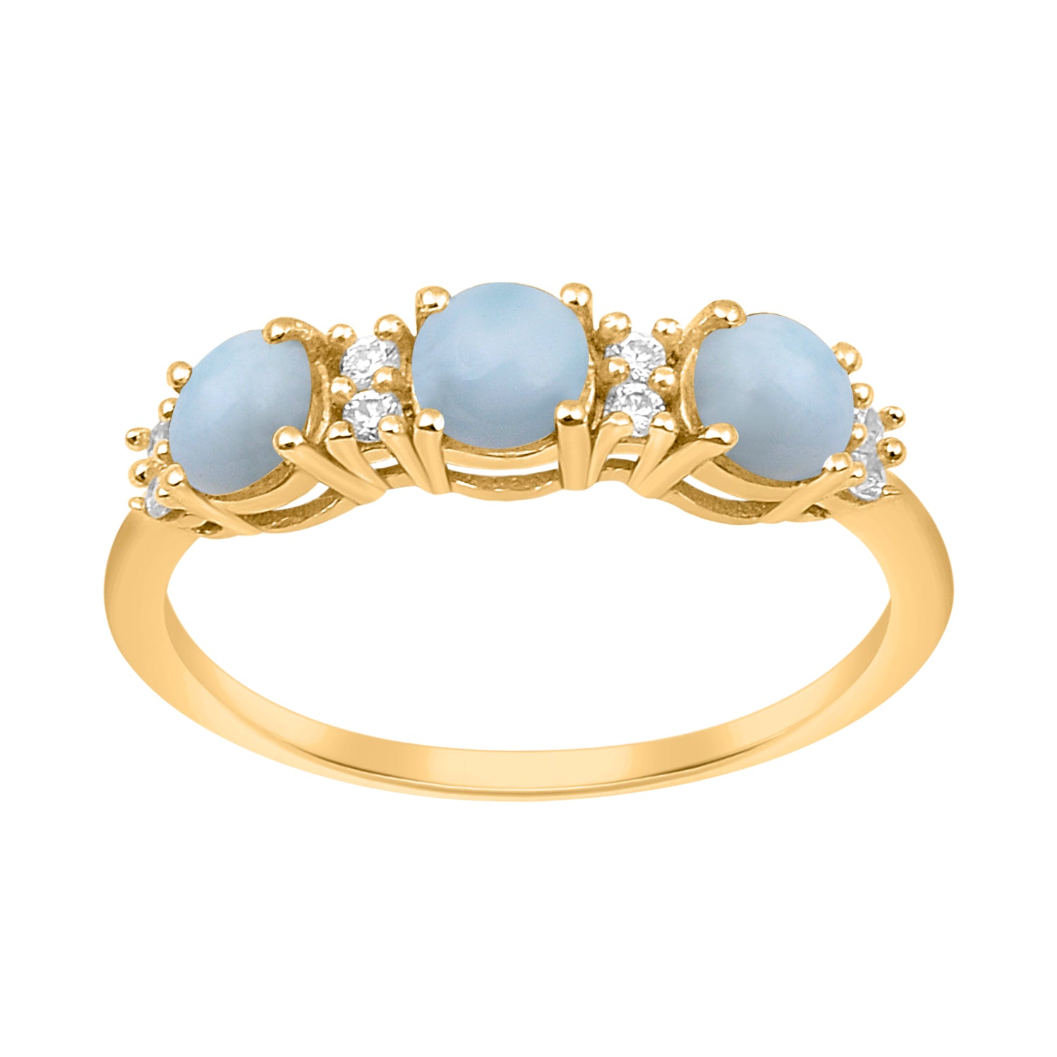 Larimar Three Stone Ring -Sterling Silver