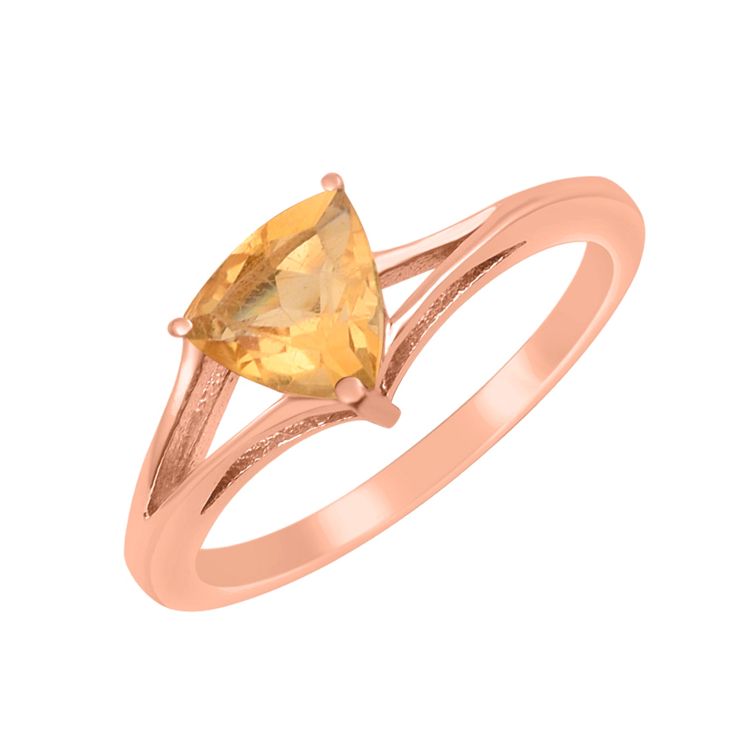 Citrine 1.10 Ct Trillion Cut Solitaire Ring-Sterling Silver