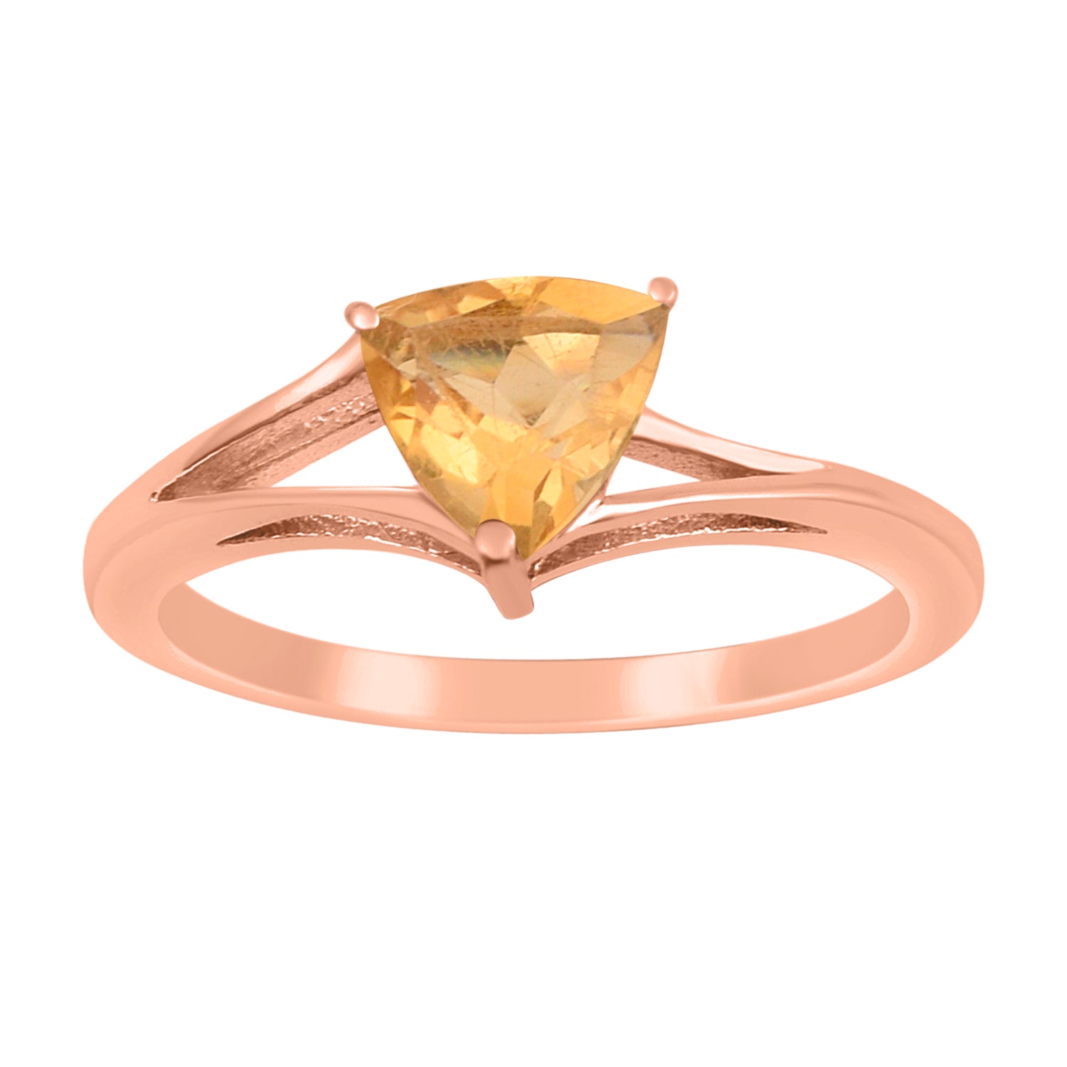 Citrine 1.10 Ct Trillion Cut Solitaire Ring-Sterling Silver