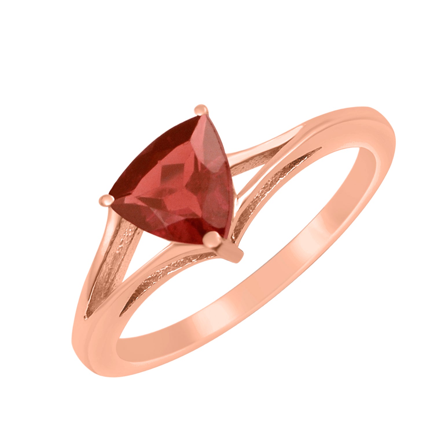 Garnet 1.10 Ct Trillion Cut Solitaire Ring-Sterling Silver