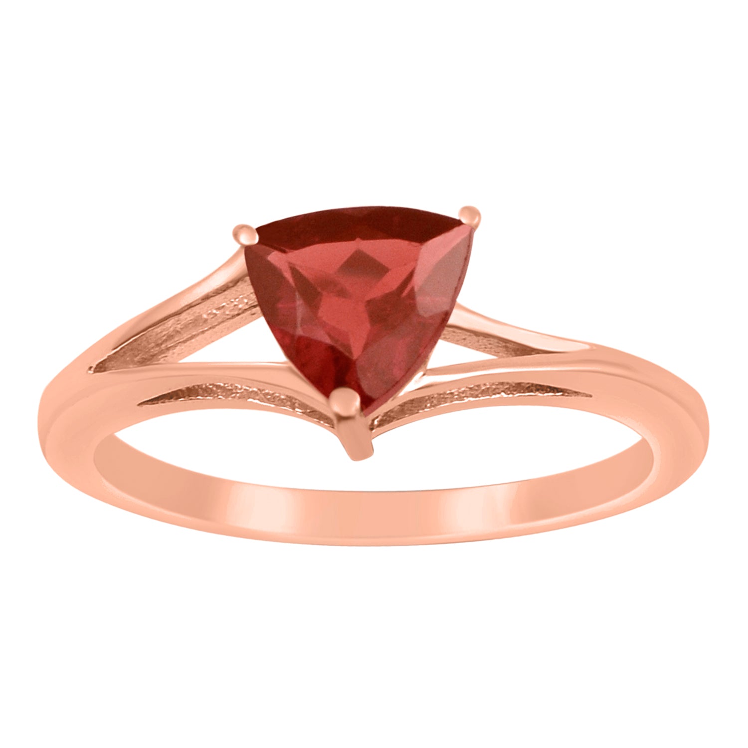 Garnet 1.10 Ct Trillion Cut Solitaire Ring-Sterling Silver