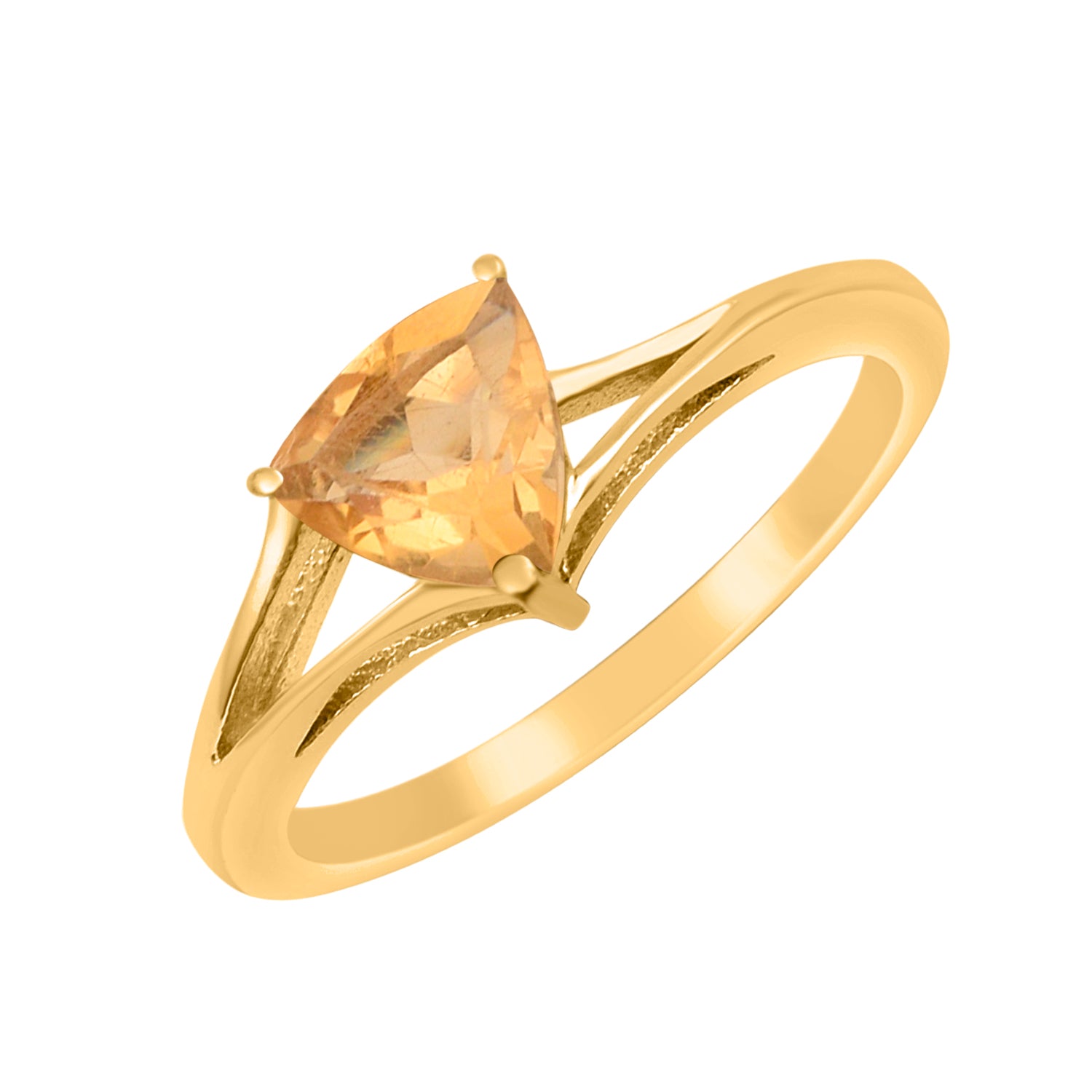Citrine 1.10 Ct Trillion Cut Solitaire Ring-Sterling Silver