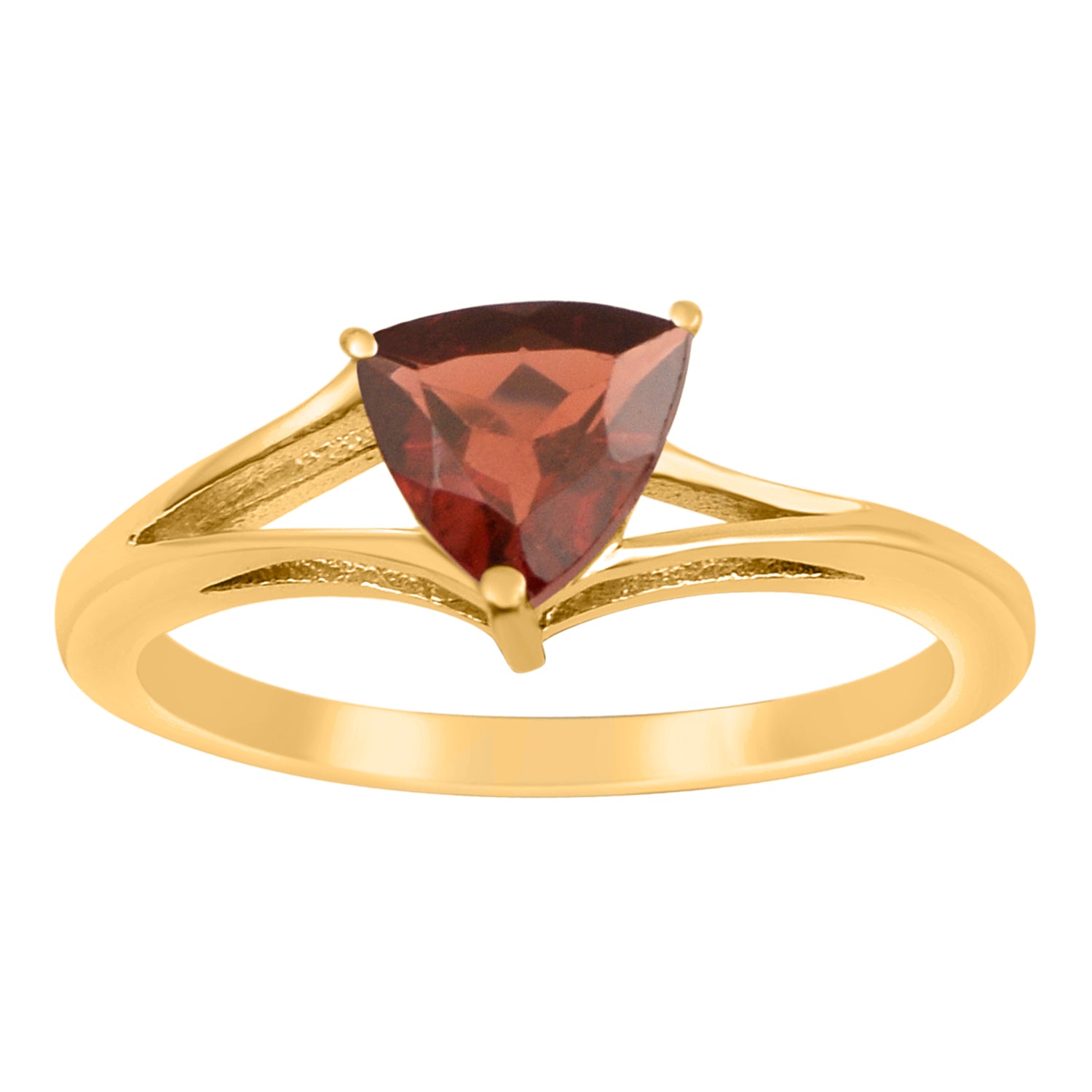 Garnet 1.10 Ct Trillion Cut Solitaire Ring-Sterling Silver