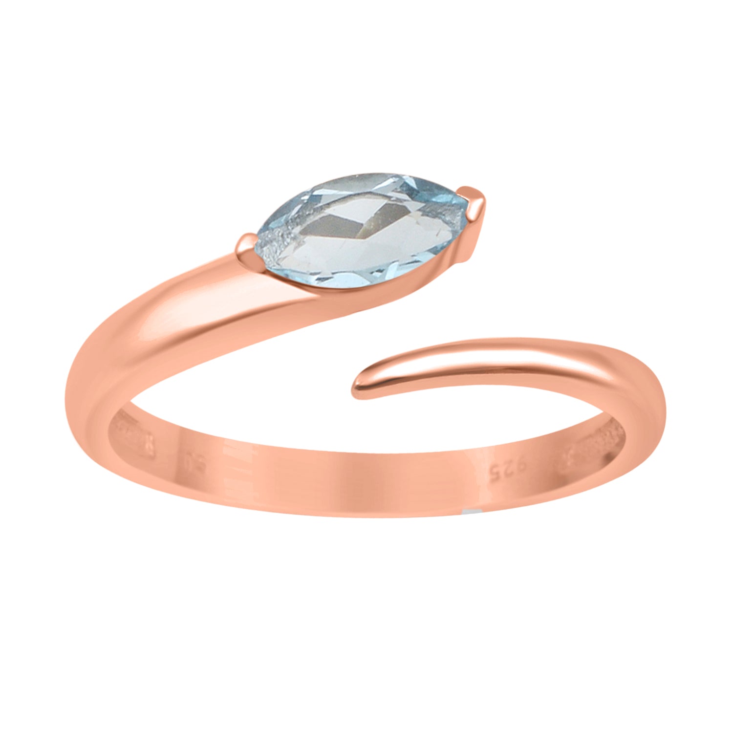 Aquamarine 0.70 Ctw Marquise Stackable Ring - Sterling Silver