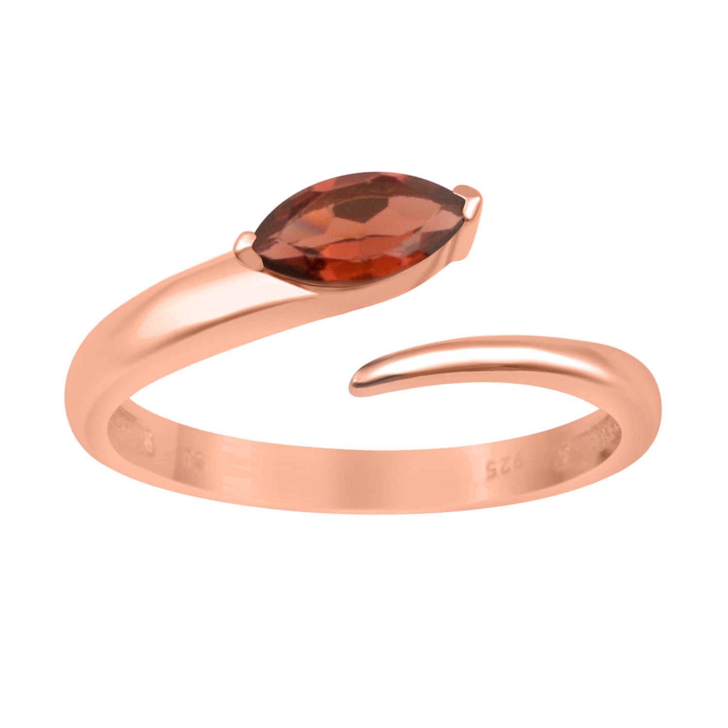 Garnet 0.70 Ctw Marquise Stackable Ring - Sterling Silver