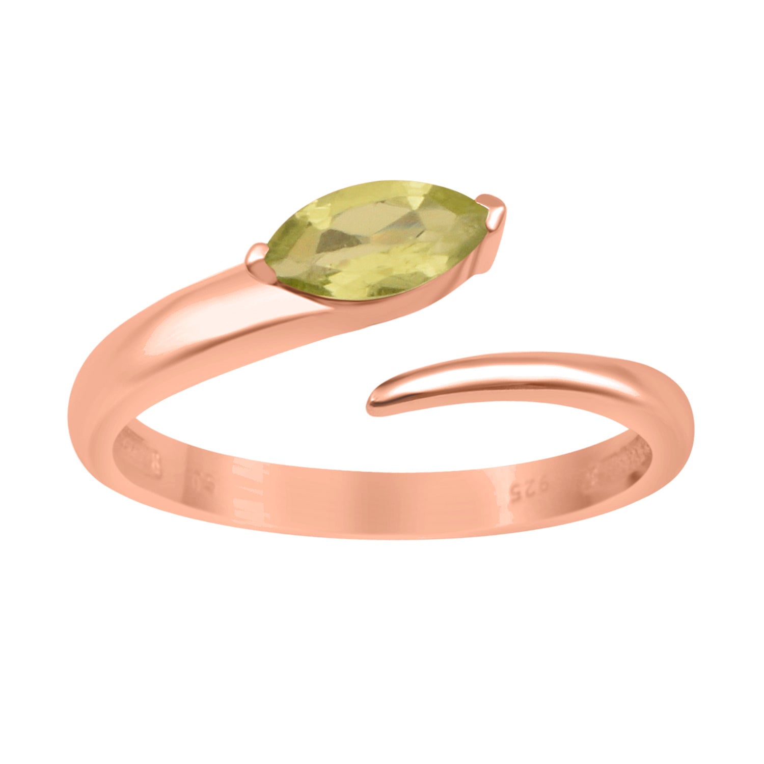 Peridot 0.70 Ctw Marquise Stackable Ring - Sterling Silver