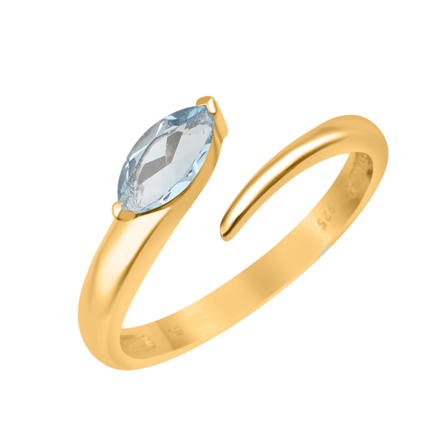 Aquamarine 0.70 Ctw Marquise Stackable Ring - Sterling Silver