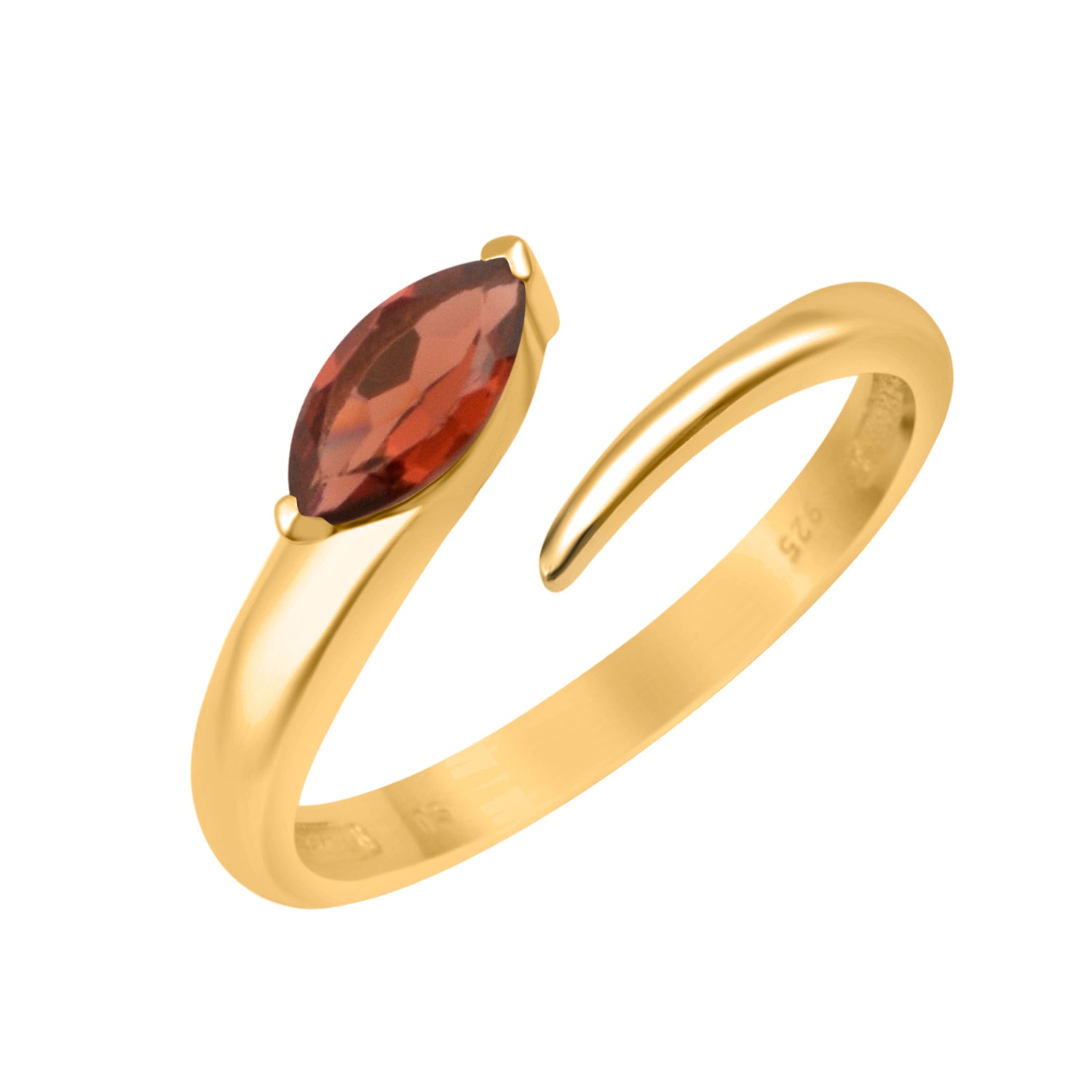 Garnet 0.70 Ctw Marquise Stackable Ring - Sterling Silver