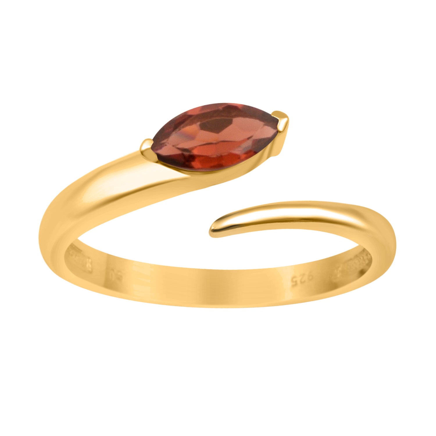 Garnet 0.70 Ctw Marquise Stackable Ring - Sterling Silver