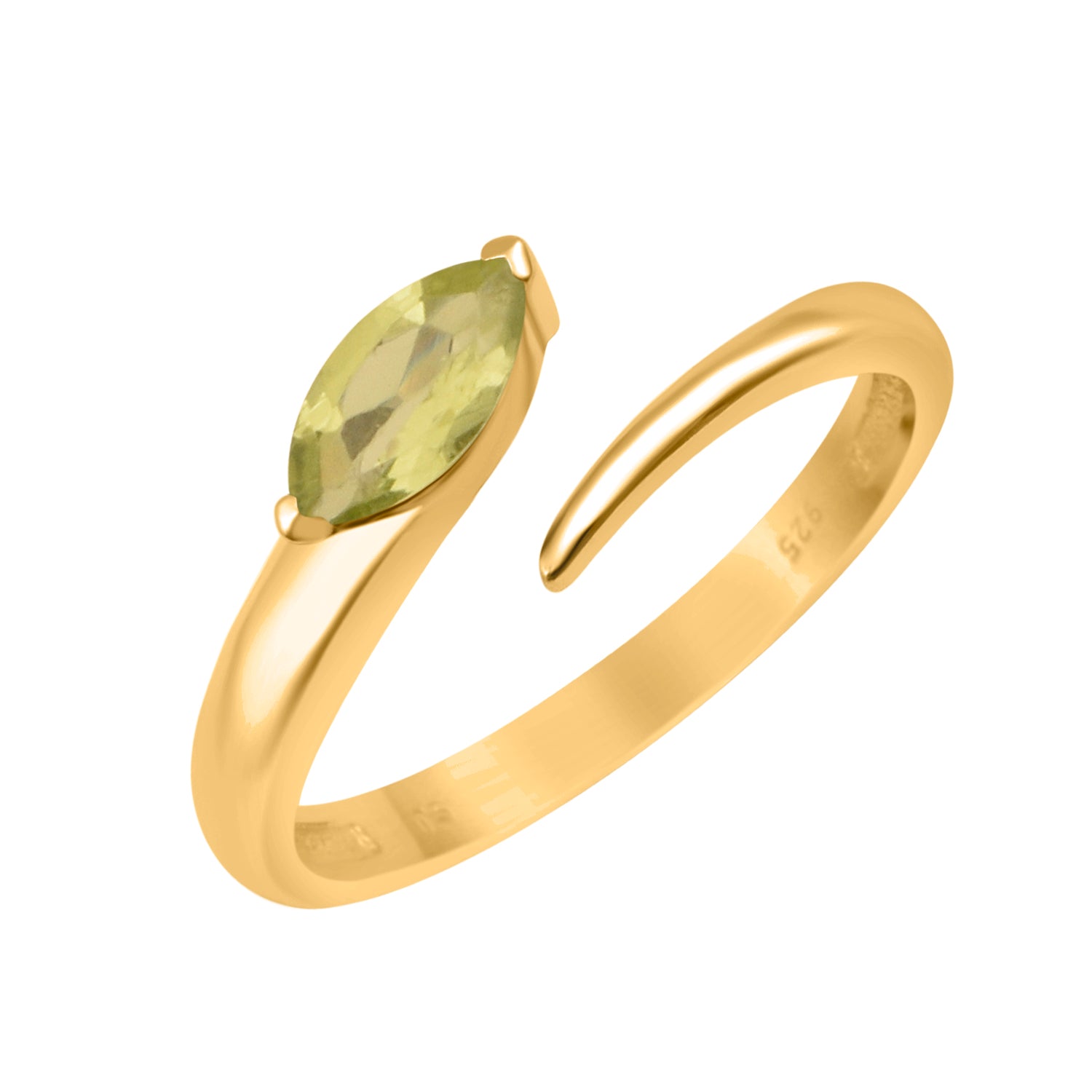 Peridot 0.70 Ctw Marquise Stackable Ring - Sterling Silver