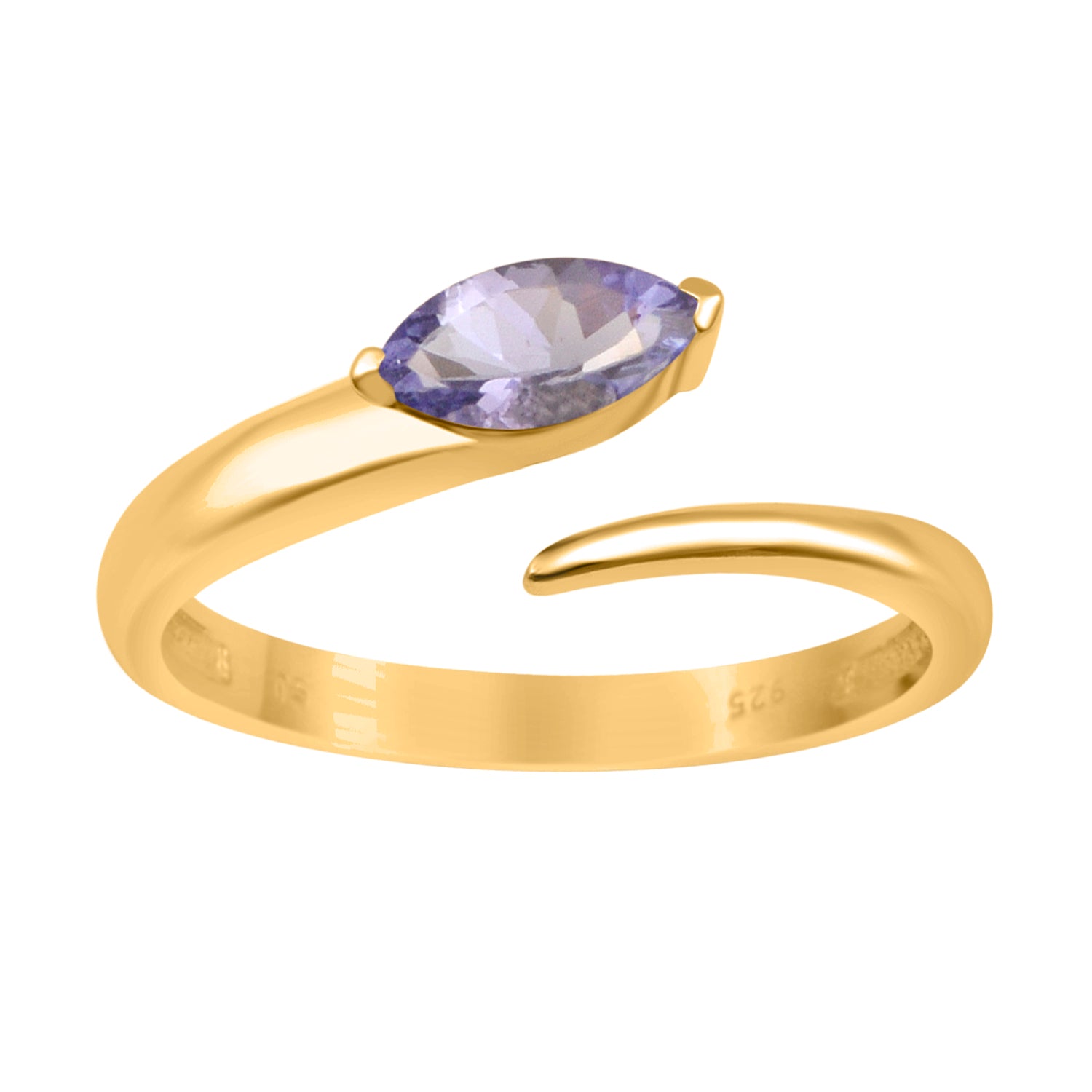 Tanzanite 0.70 Ctw Marquise Stackable Ring - Sterling Silver