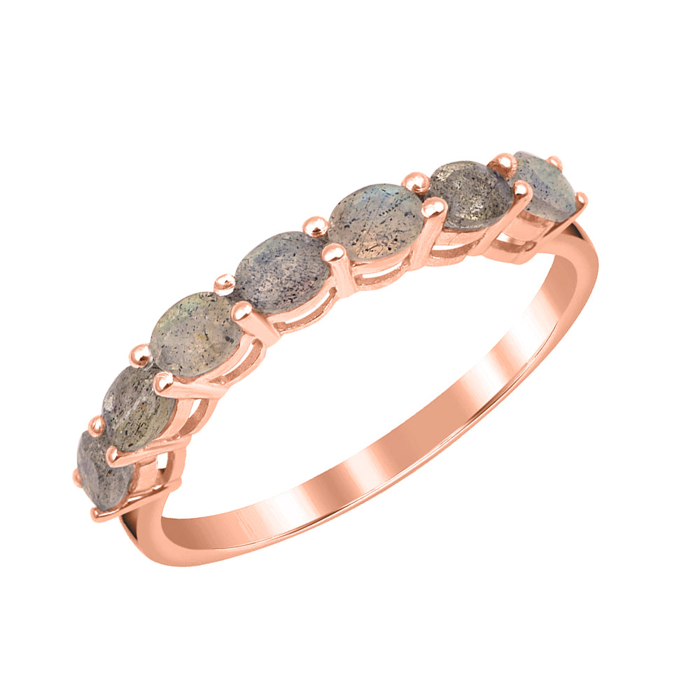 Labradorite Oval 4X3 MM Eternity Ring - Sterling Silver