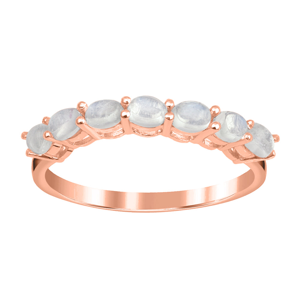 Moonstone Oval 4x3 MM Eternity Ring - Sterling Silver