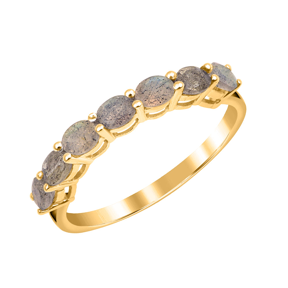 Labradorite Oval 4X3 MM Eternity Ring - Sterling Silver