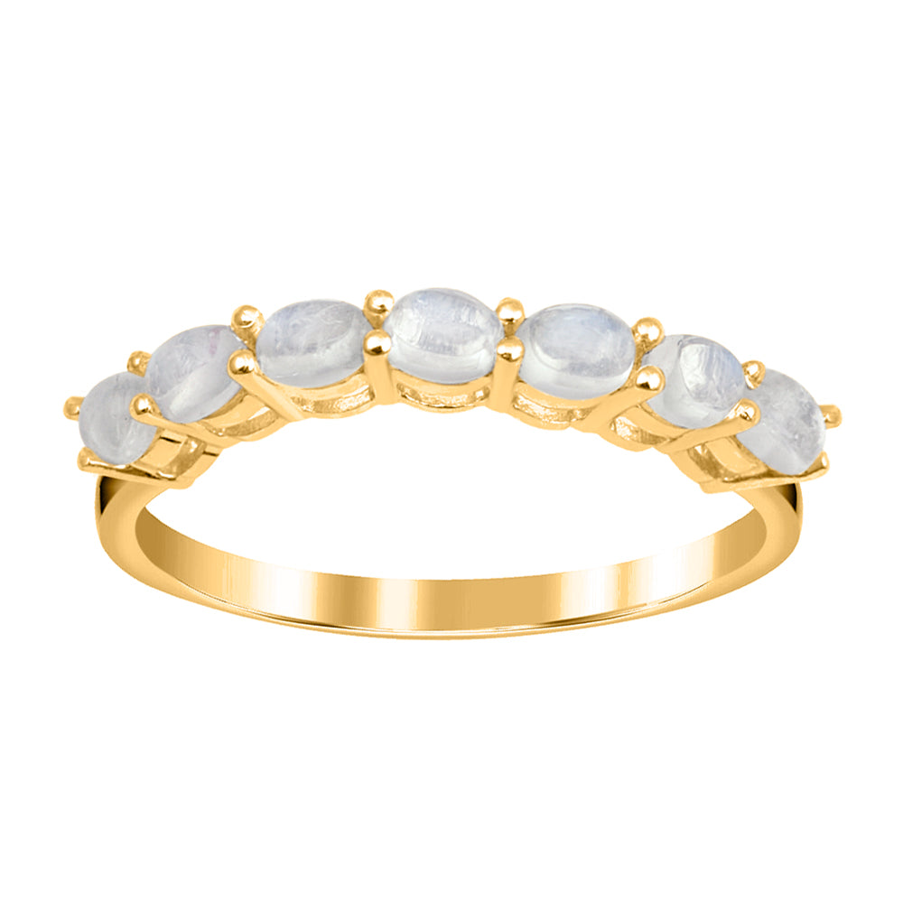 Moonstone Oval 4x3 MM Eternity Ring - Sterling Silver