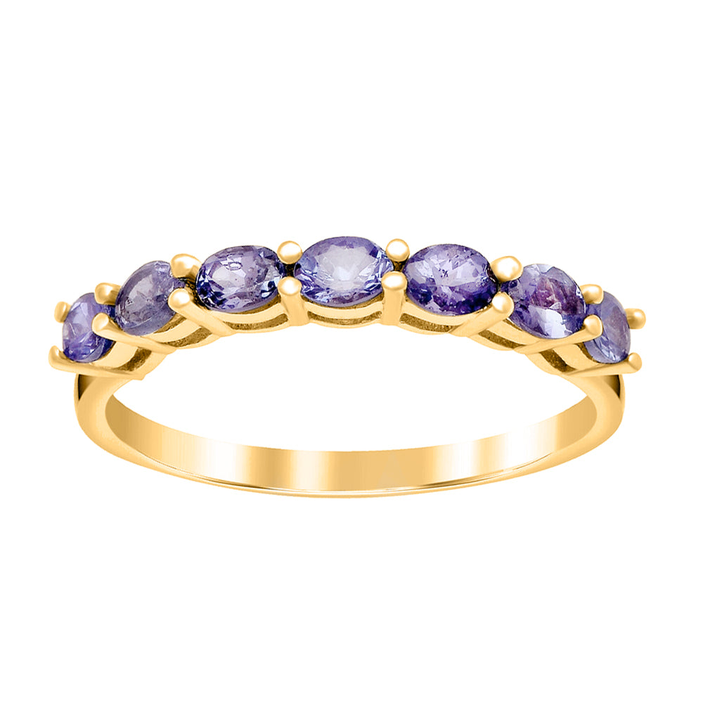 Tanzanite Oval 4x3 MM Eternity Ring - Sterling Silver
