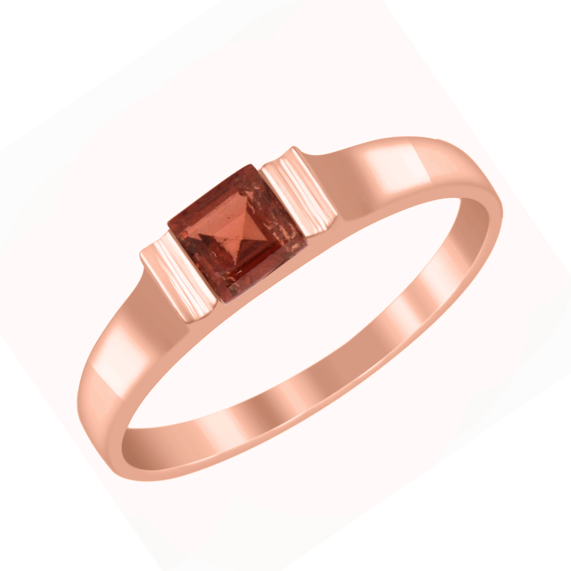 Garnet 4MM Princess Cut Stacking Ring - Sterling Silver
