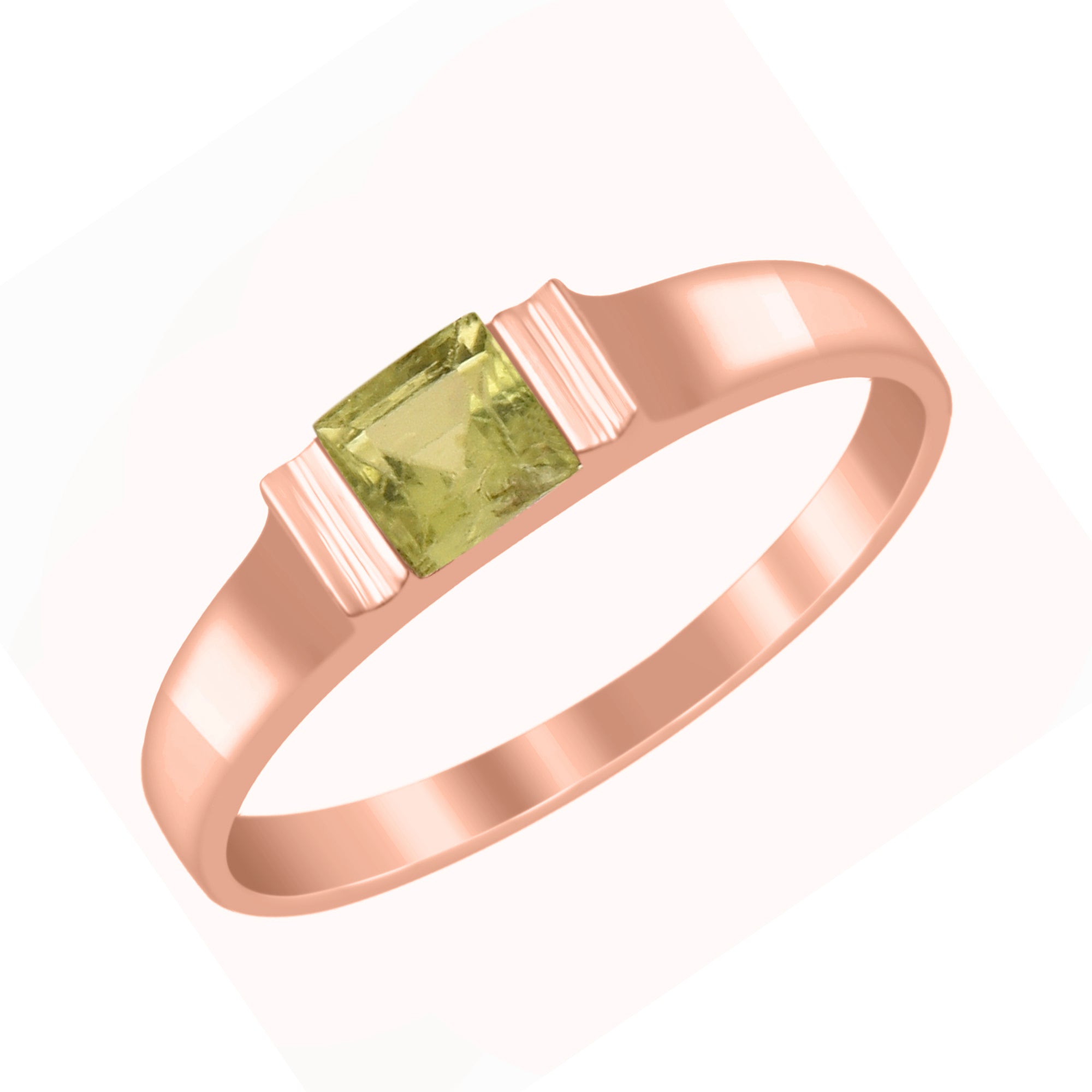 Peridot 4MM Princess Cut Stacking Ring - Sterling Silver