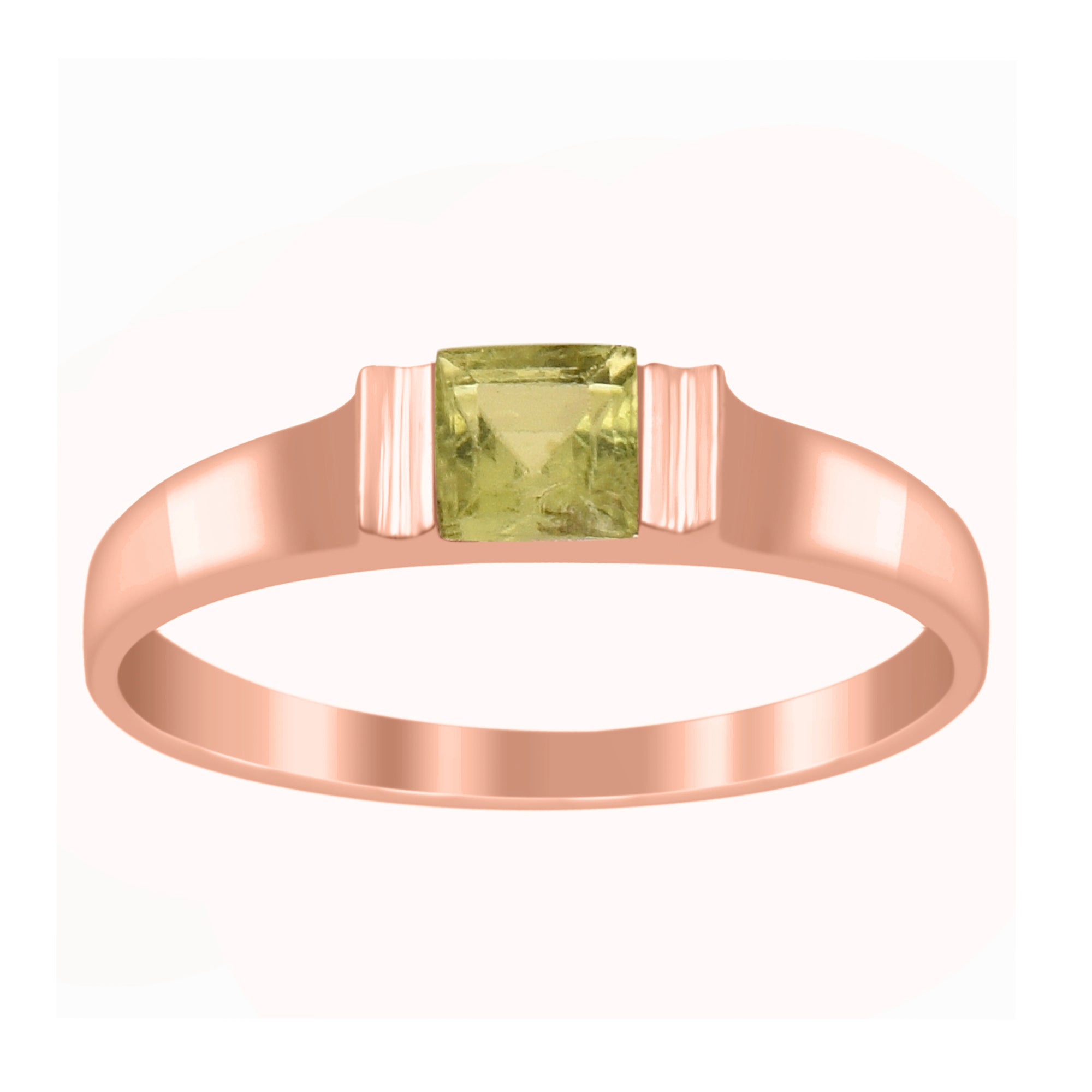 Peridot 4MM Princess Cut Stacking Ring - Sterling Silver