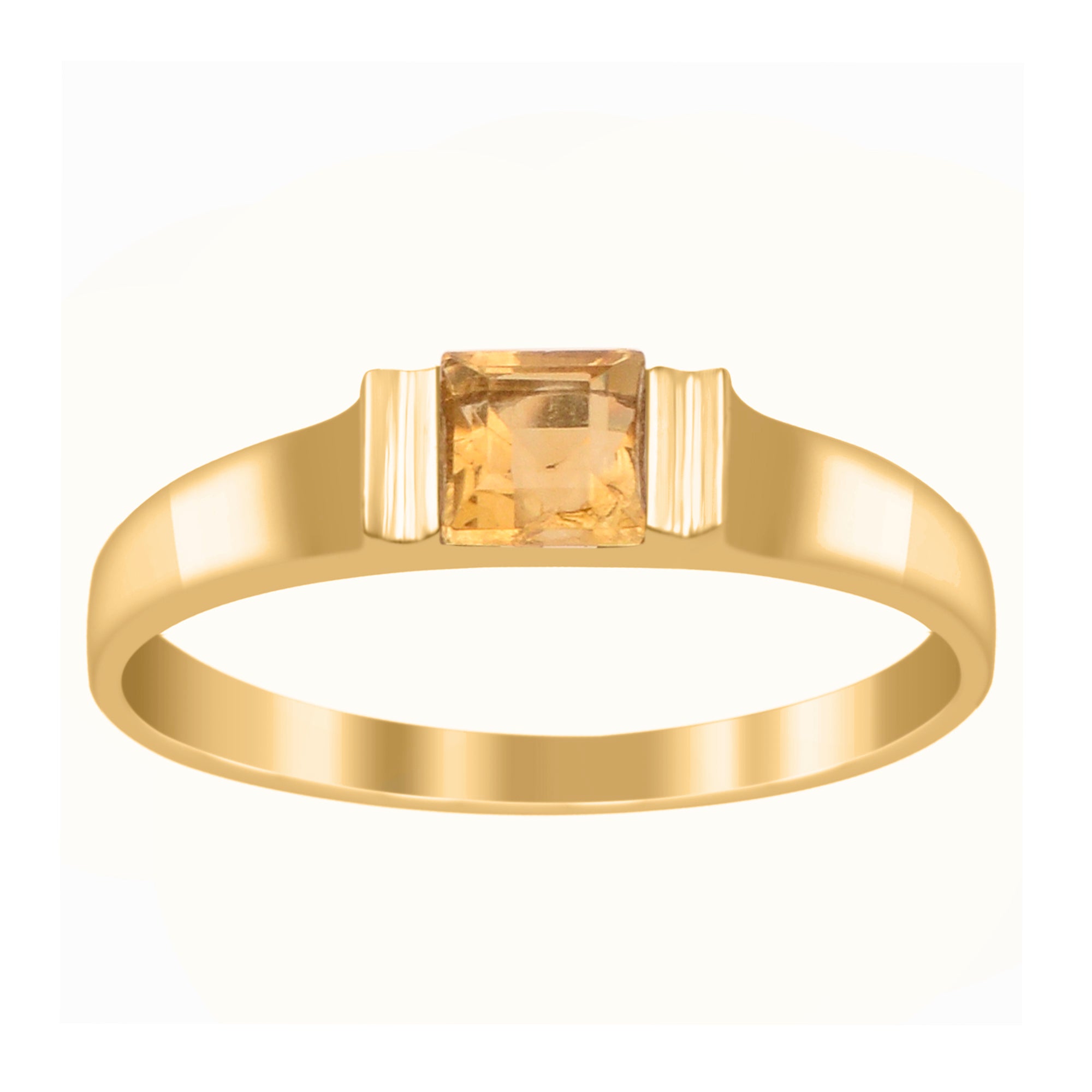 Citrine 4MM Princess Cut Stacking Ring - Sterling Silver