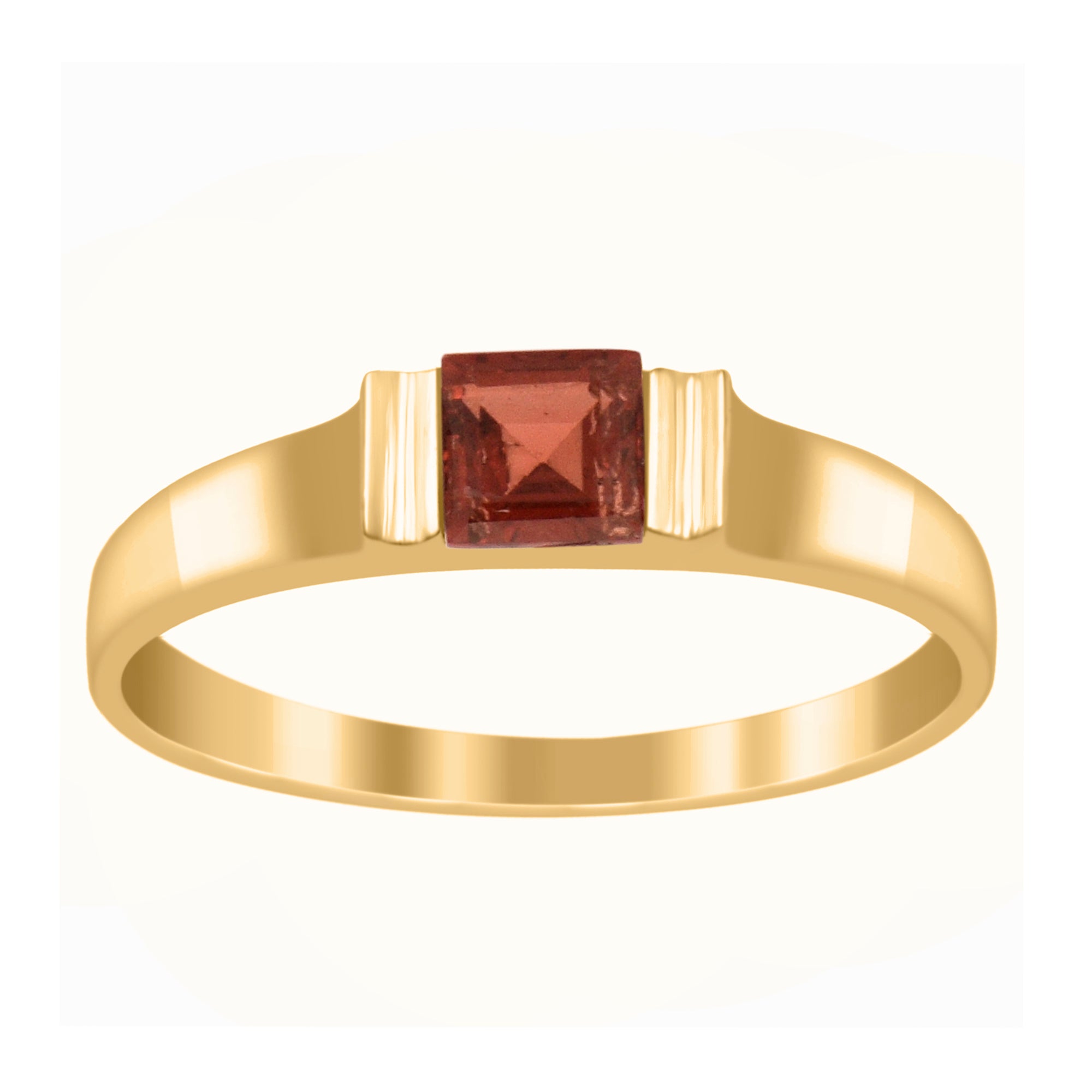 Garnet 4MM Princess Cut Stacking Ring - Sterling Silver