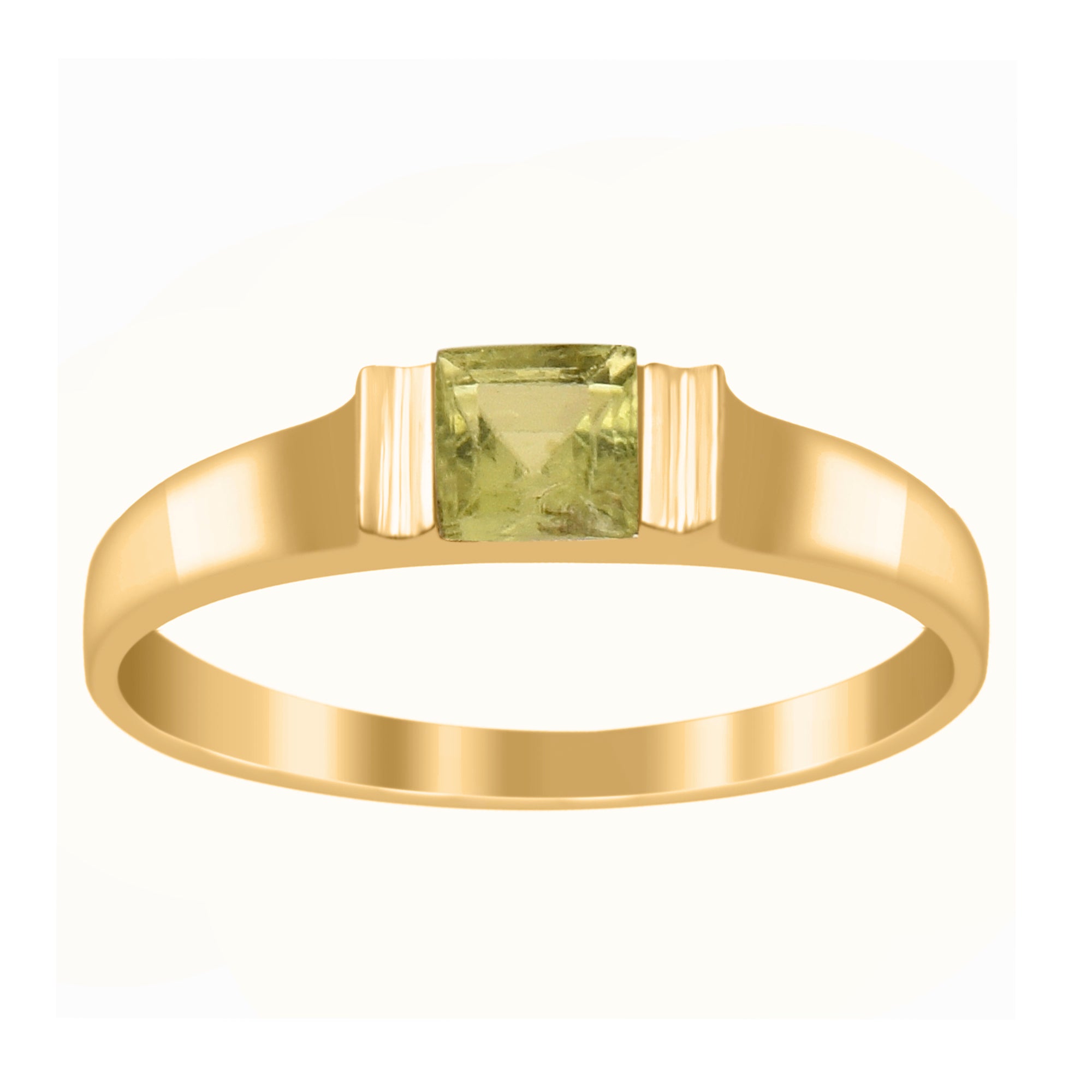 Peridot 4MM Princess Cut Stacking Ring - Sterling Silver