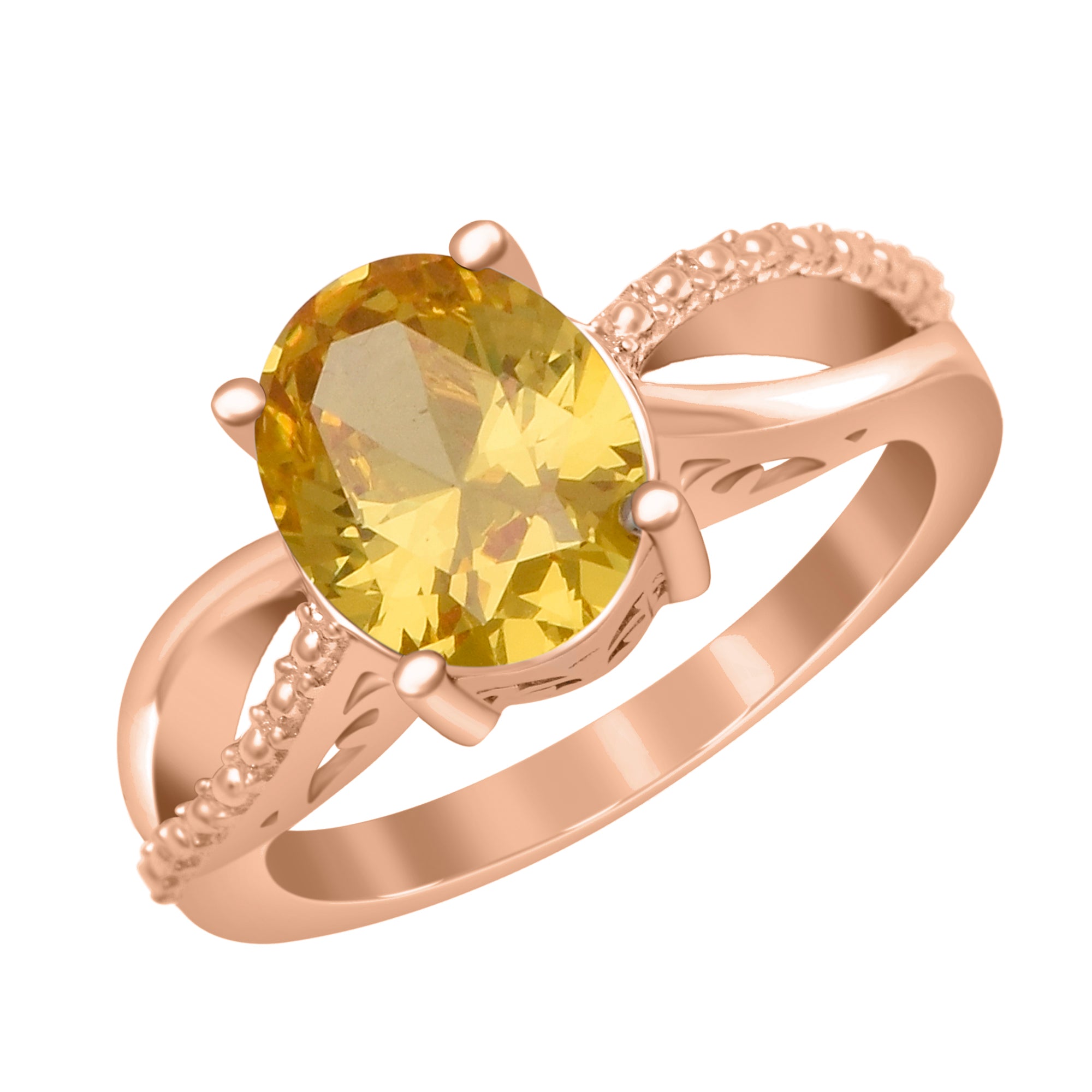 10x8MM Oval Citrine Promise Ring - Sterling Silver
