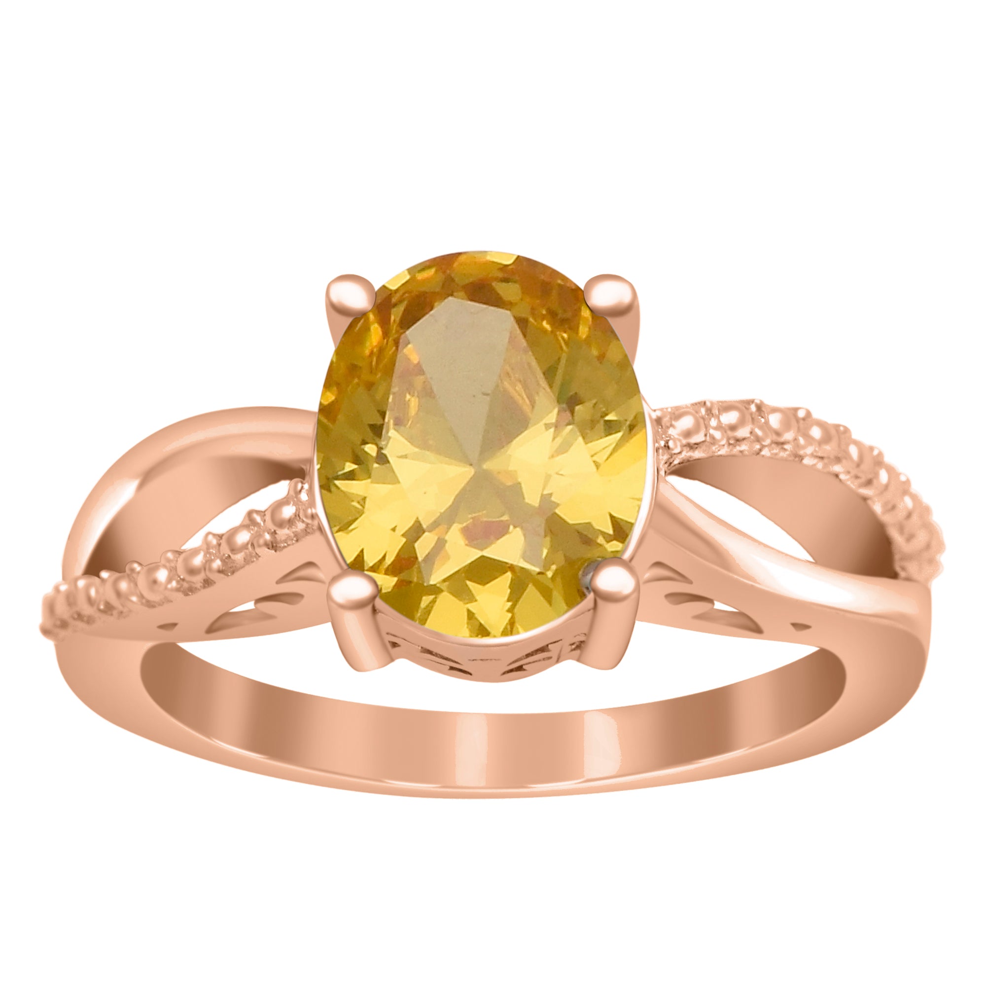 10x8MM Oval Citrine Promise Ring - Sterling Silver