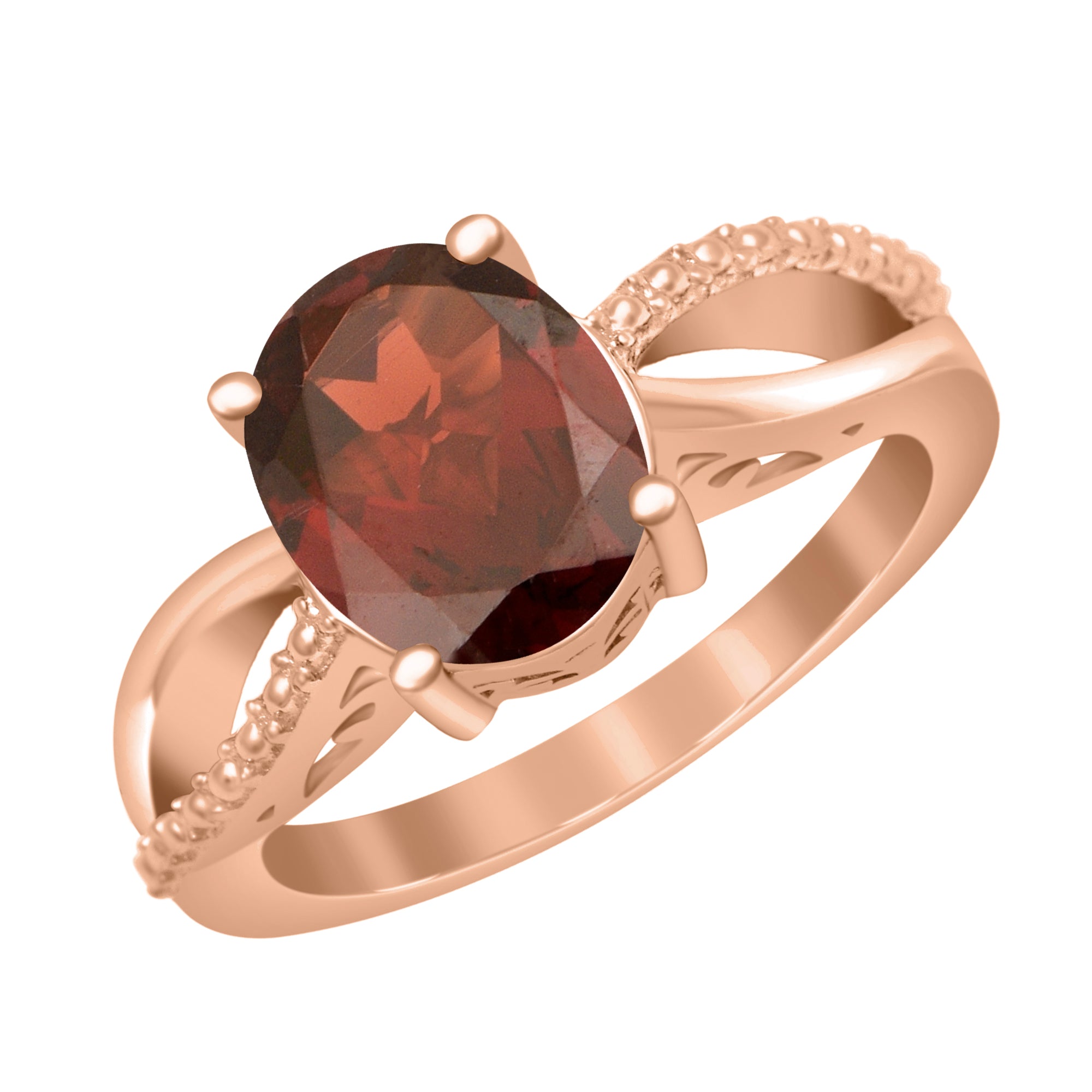 10x8MM Oval Garnet Promise Ring - Sterling Silver