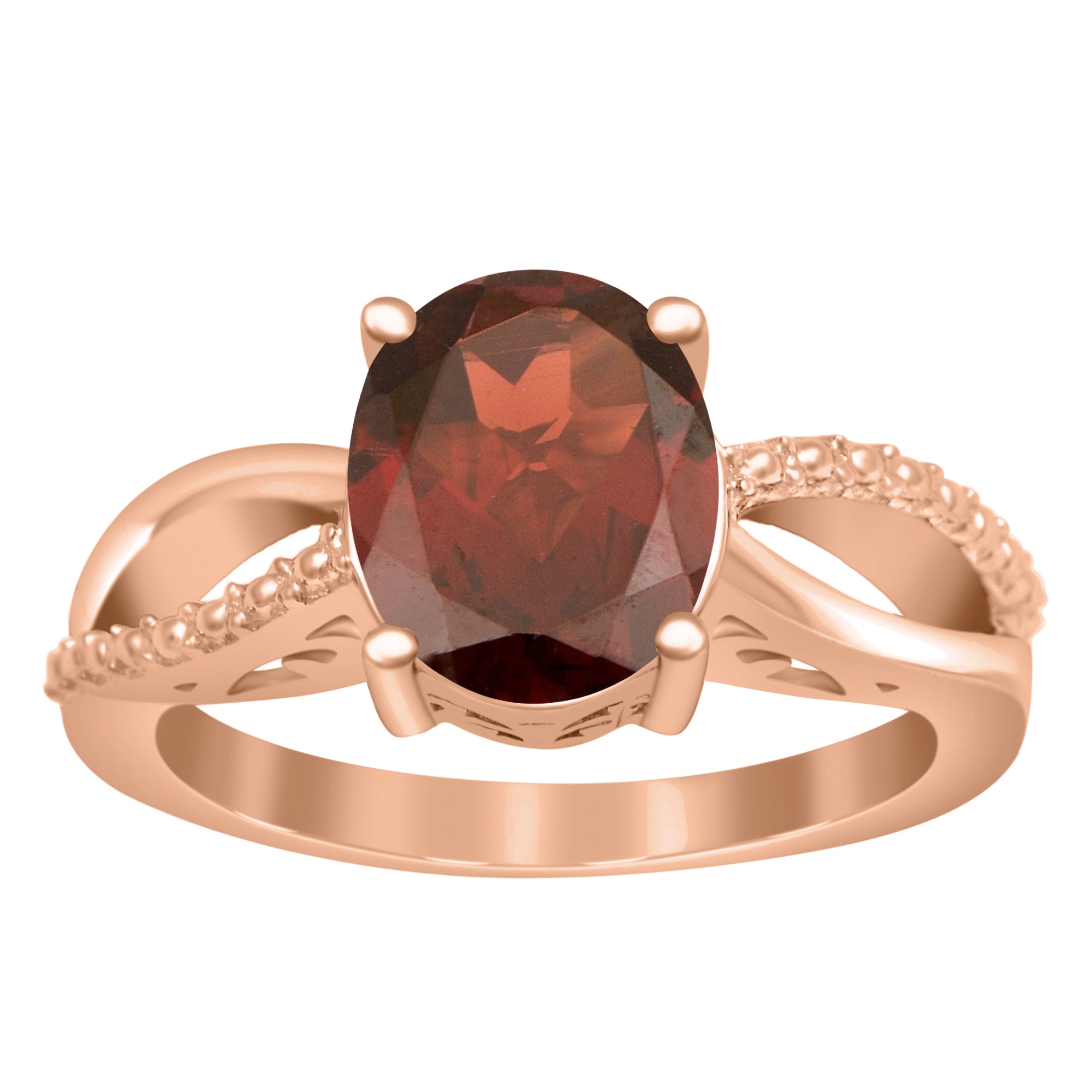 10x8MM Oval Garnet Promise Ring - Sterling Silver