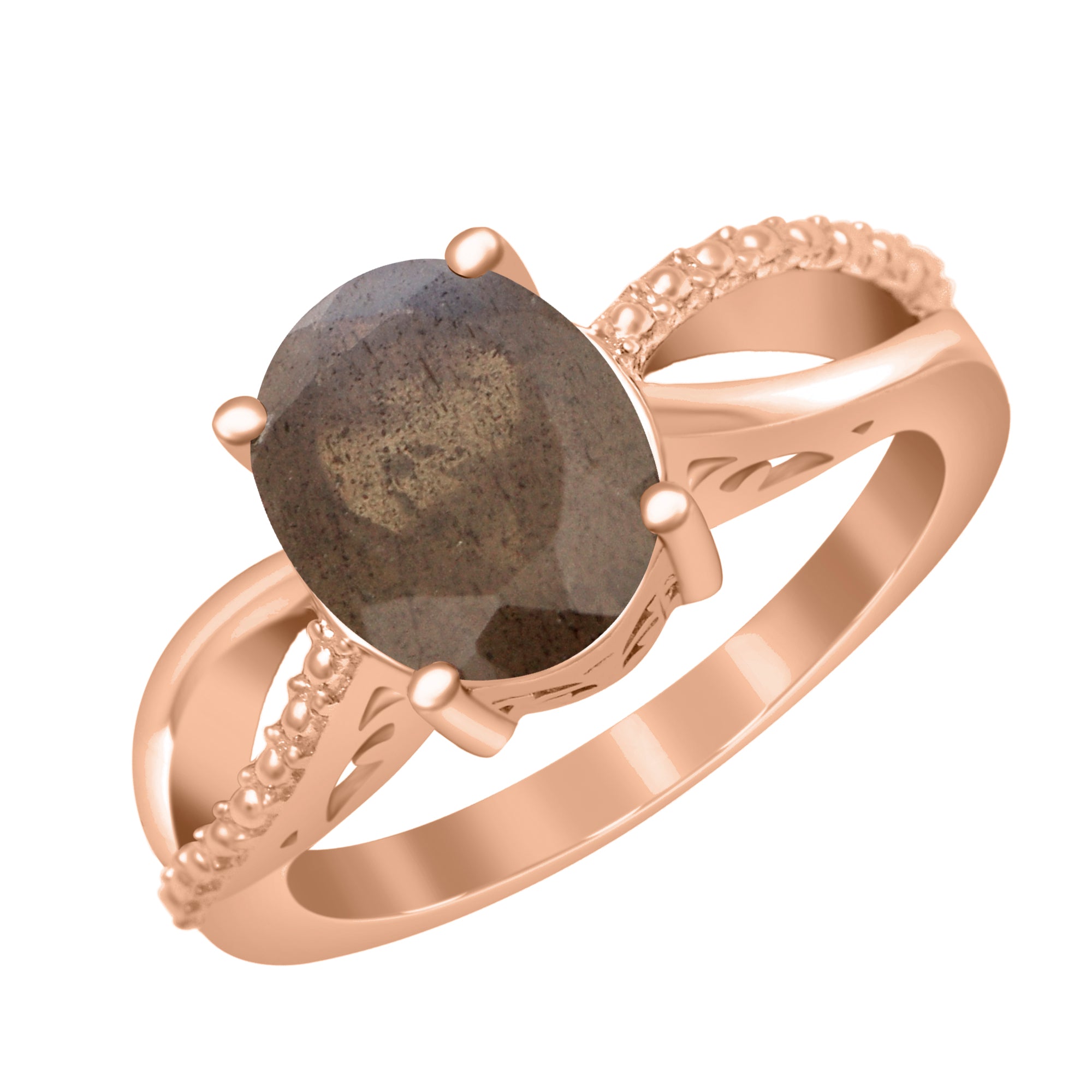 10x8MM Oval Labradorite Promise Ring - Sterling Silver