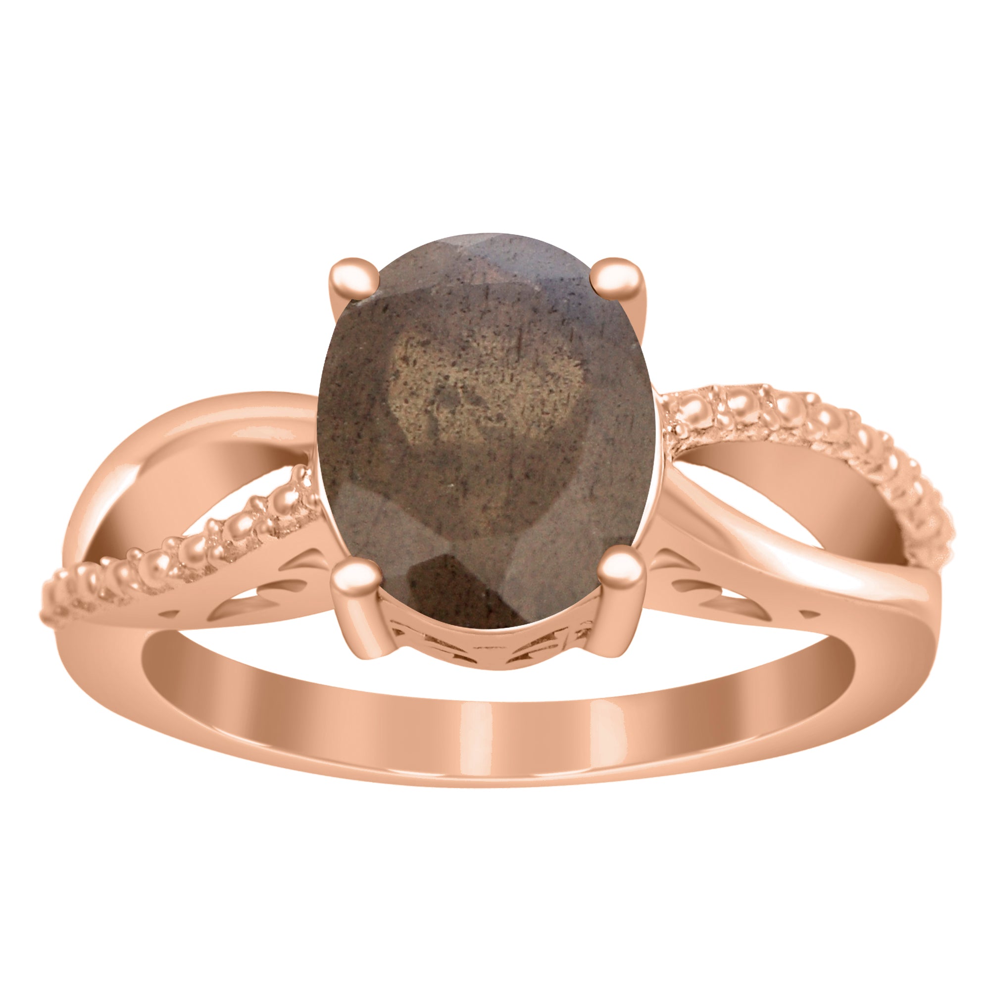 10x8MM Oval Labradorite Promise Ring - Sterling Silver