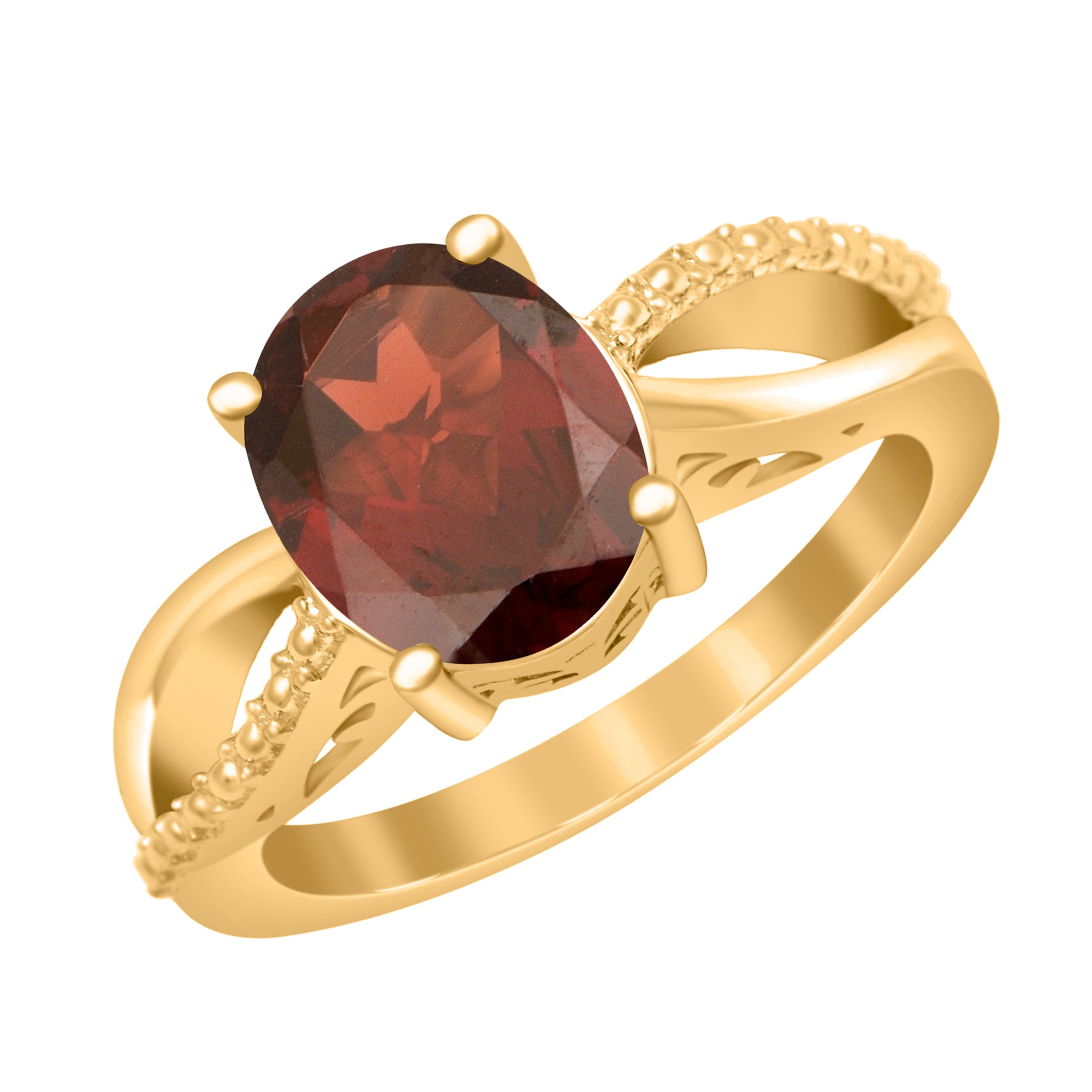 10x8MM Oval Garnet Promise Ring - Sterling Silver