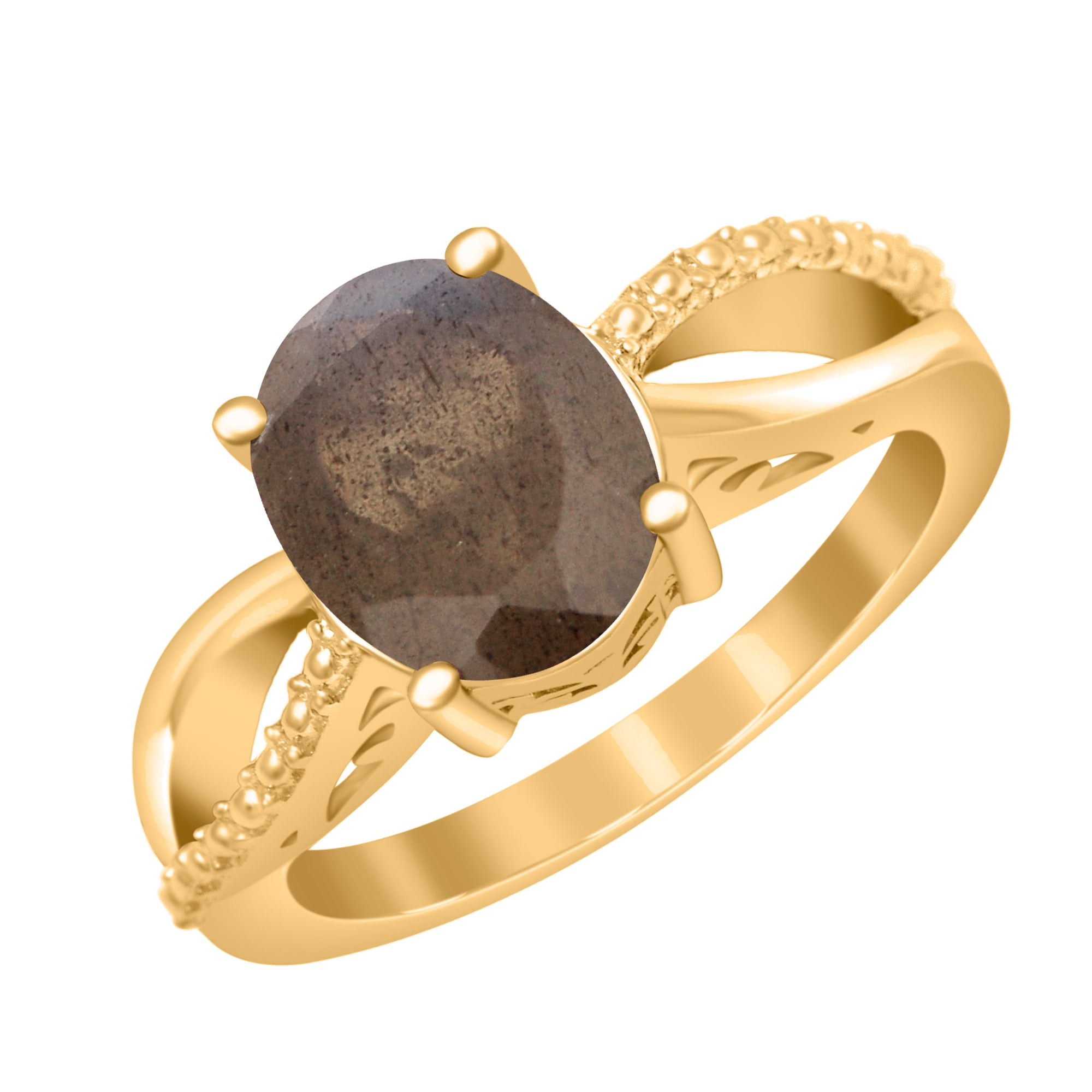 10x8MM Oval Labradorite Promise Ring - Sterling Silver