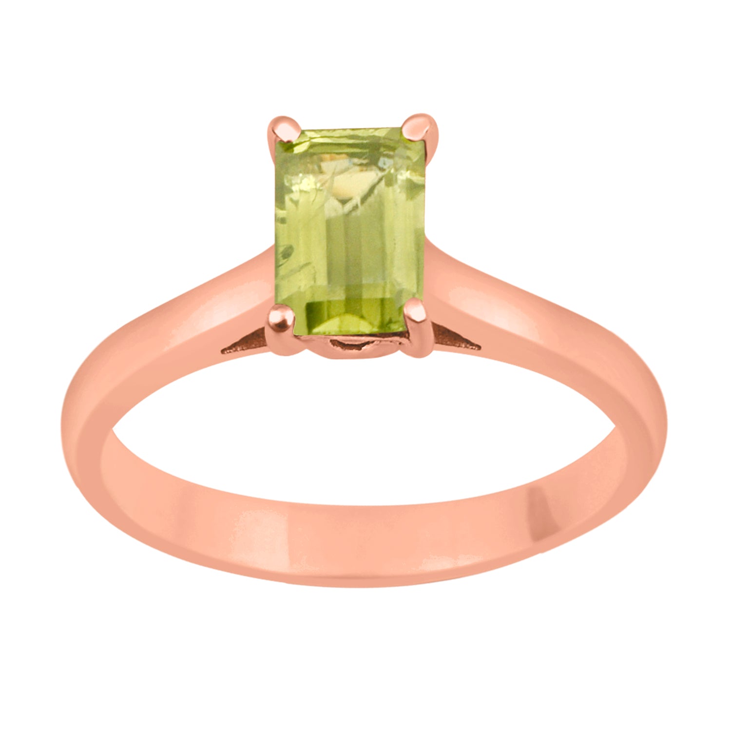 Peridot Minimalist Solitaire Ring - Sterling Silver