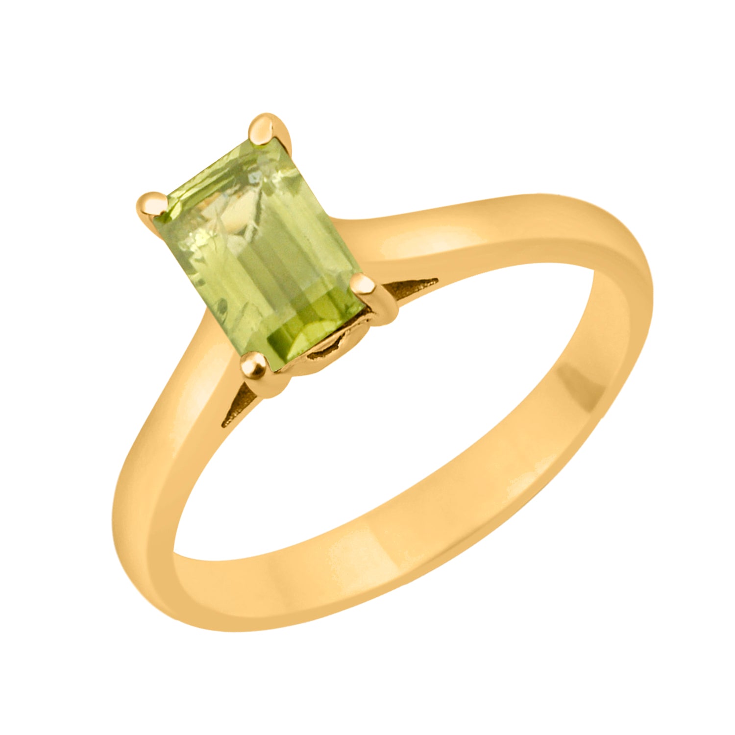 Peridot Minimalist Solitaire Ring - Sterling Silver