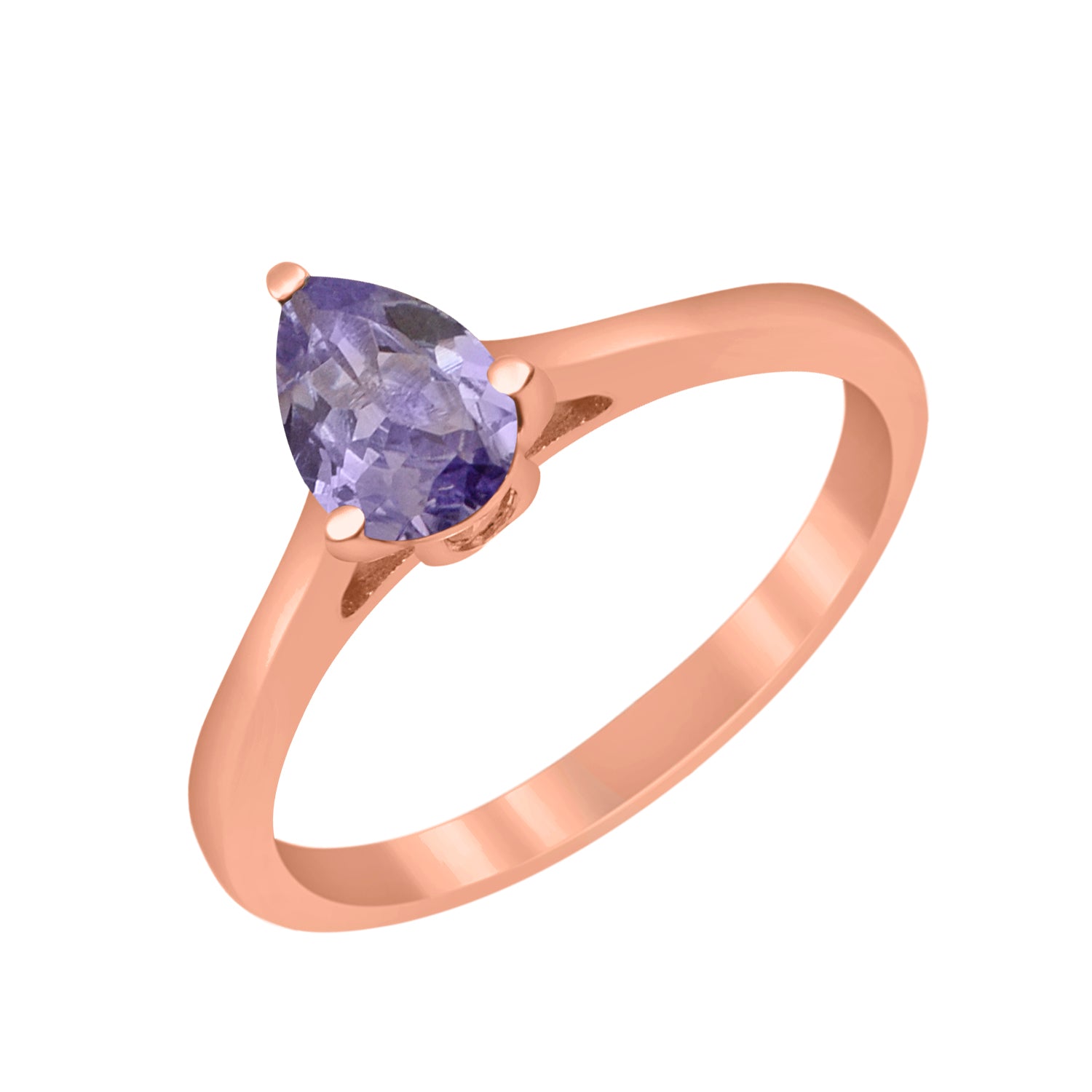 Tanzanite Solitaire Elegant Minimalist Ring - Sterling Silver