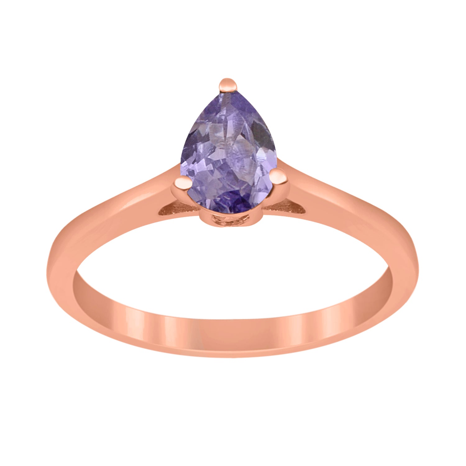 Tanzanite Solitaire Elegant Minimalist Ring - Sterling Silver