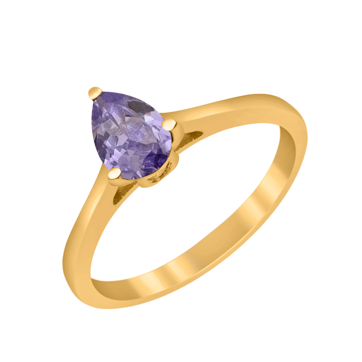 Tanzanite Solitaire Elegant Minimalist Ring - Sterling Silver