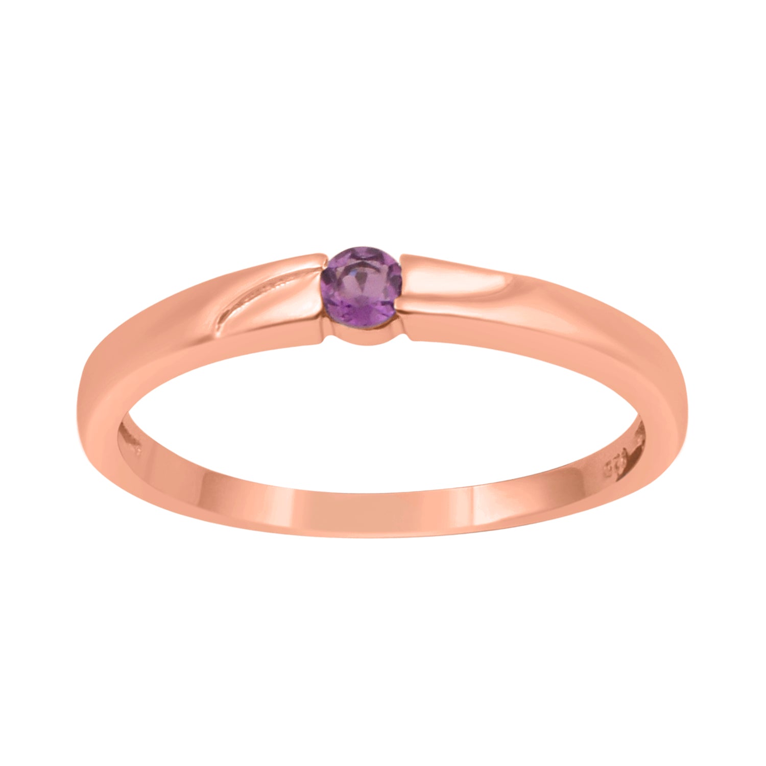 Amethyst Round 3MM Tiny Stackable Ring - Sterling Silver