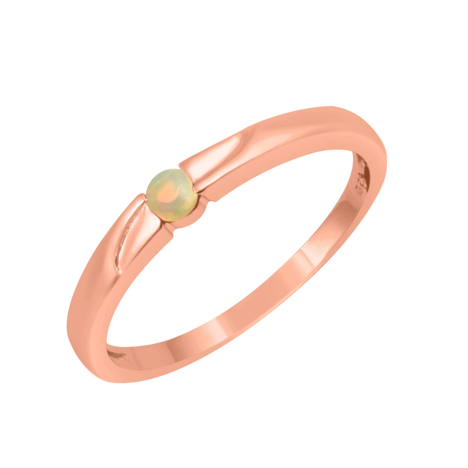 Opal Round 3MM Tiny Stackable Ring - Sterling Silver