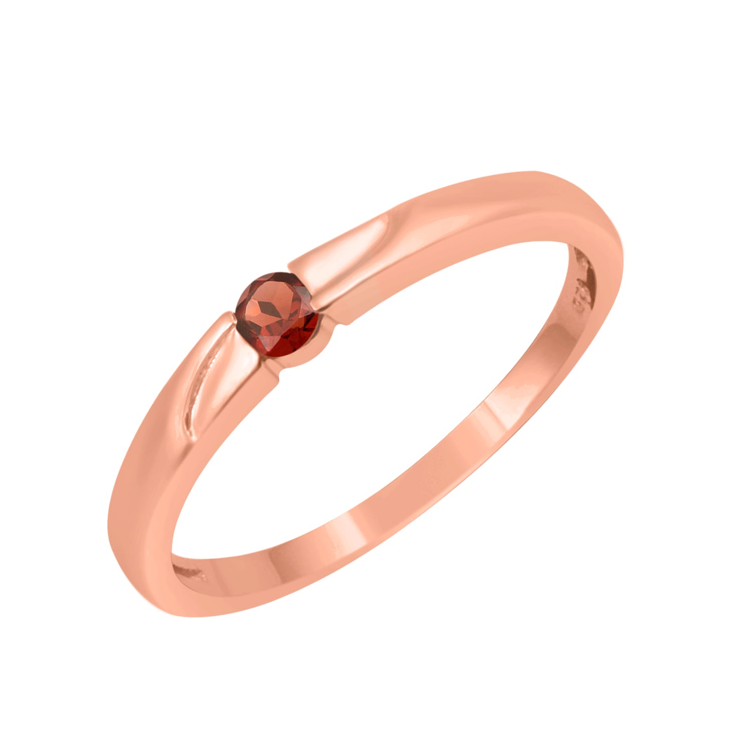 Garnet Round 3MM Tiny Stackable Ring - Sterling Silver