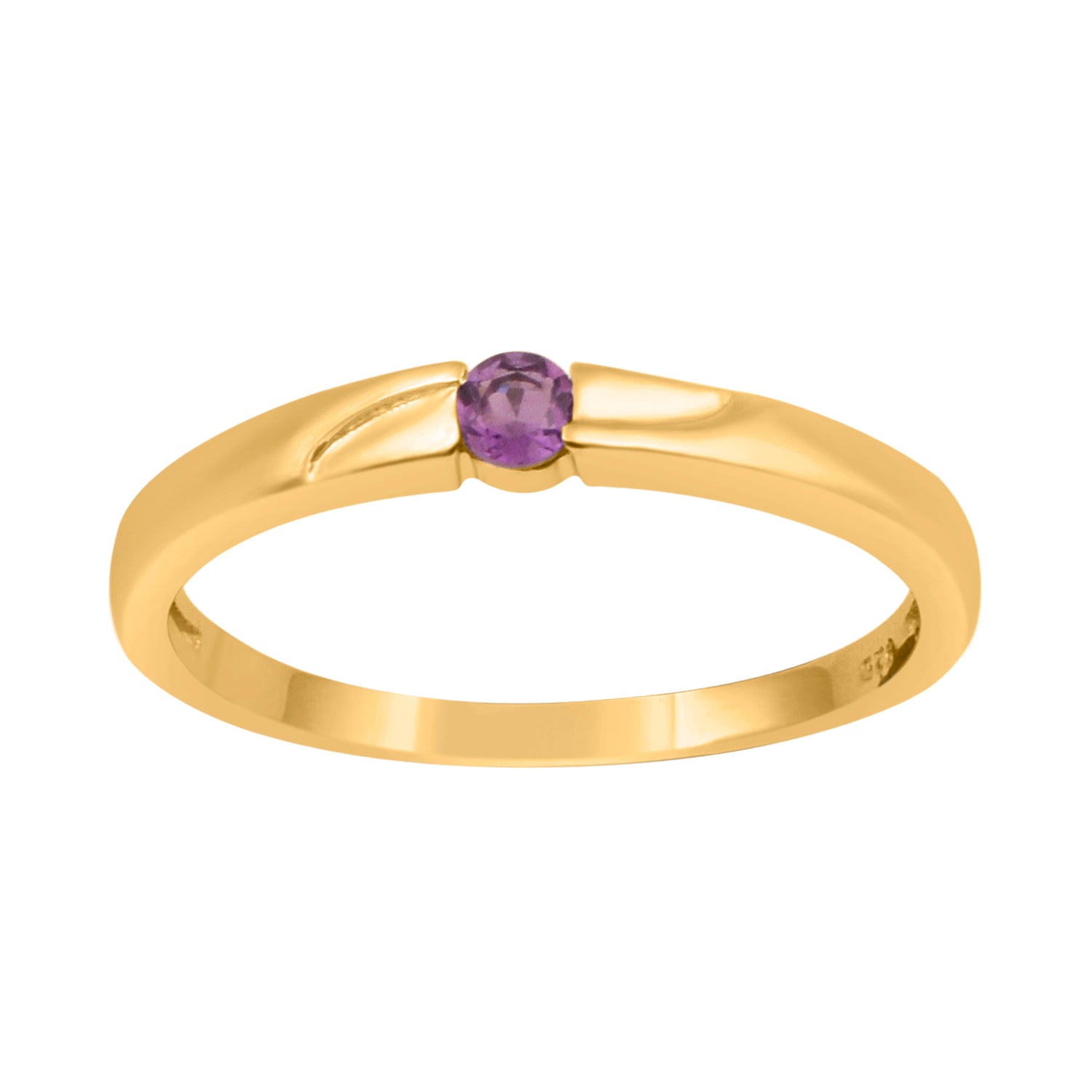Amethyst Round 3MM Tiny Stackable Ring - Sterling Silver