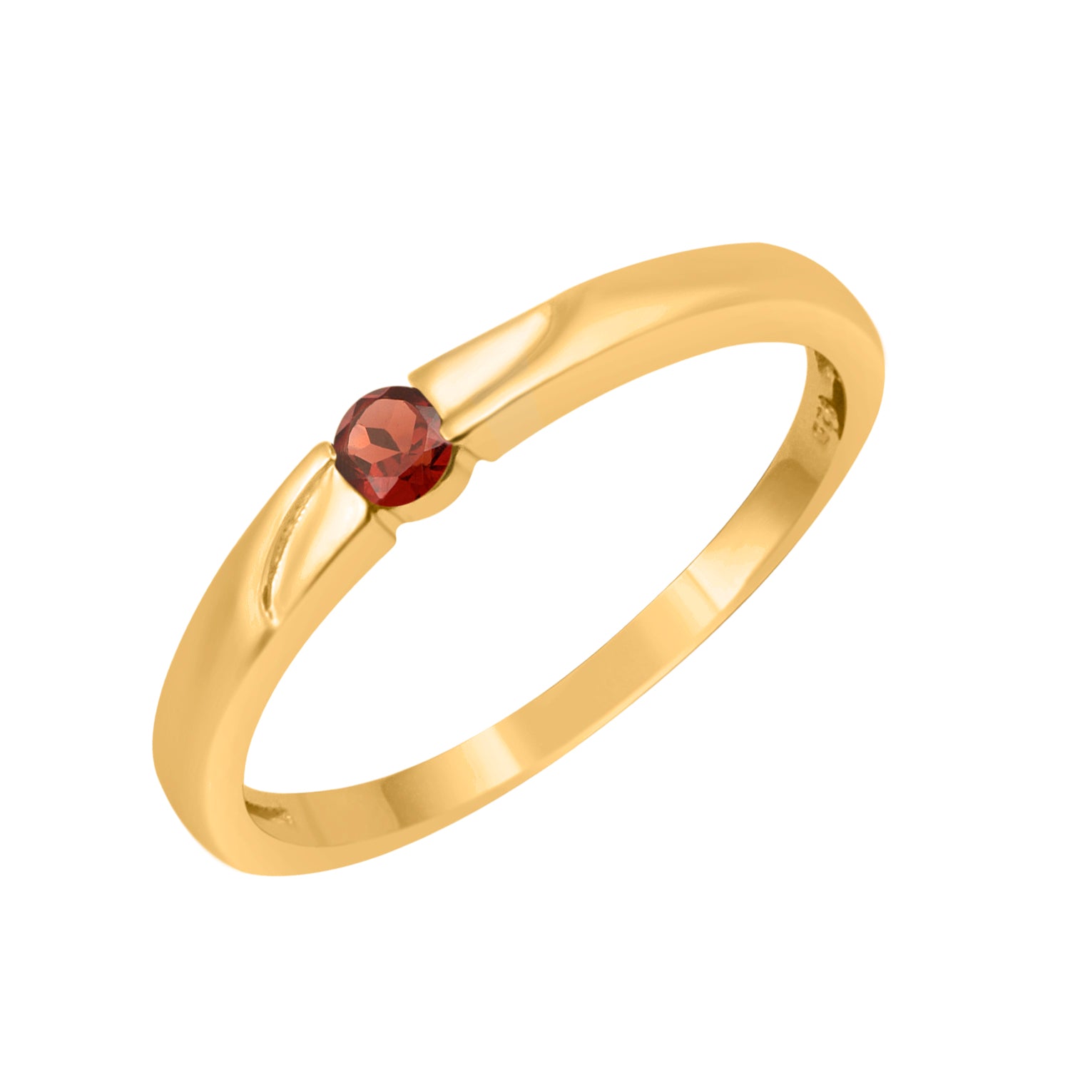 Garnet Round 3MM Tiny Stackable Ring - Sterling Silver