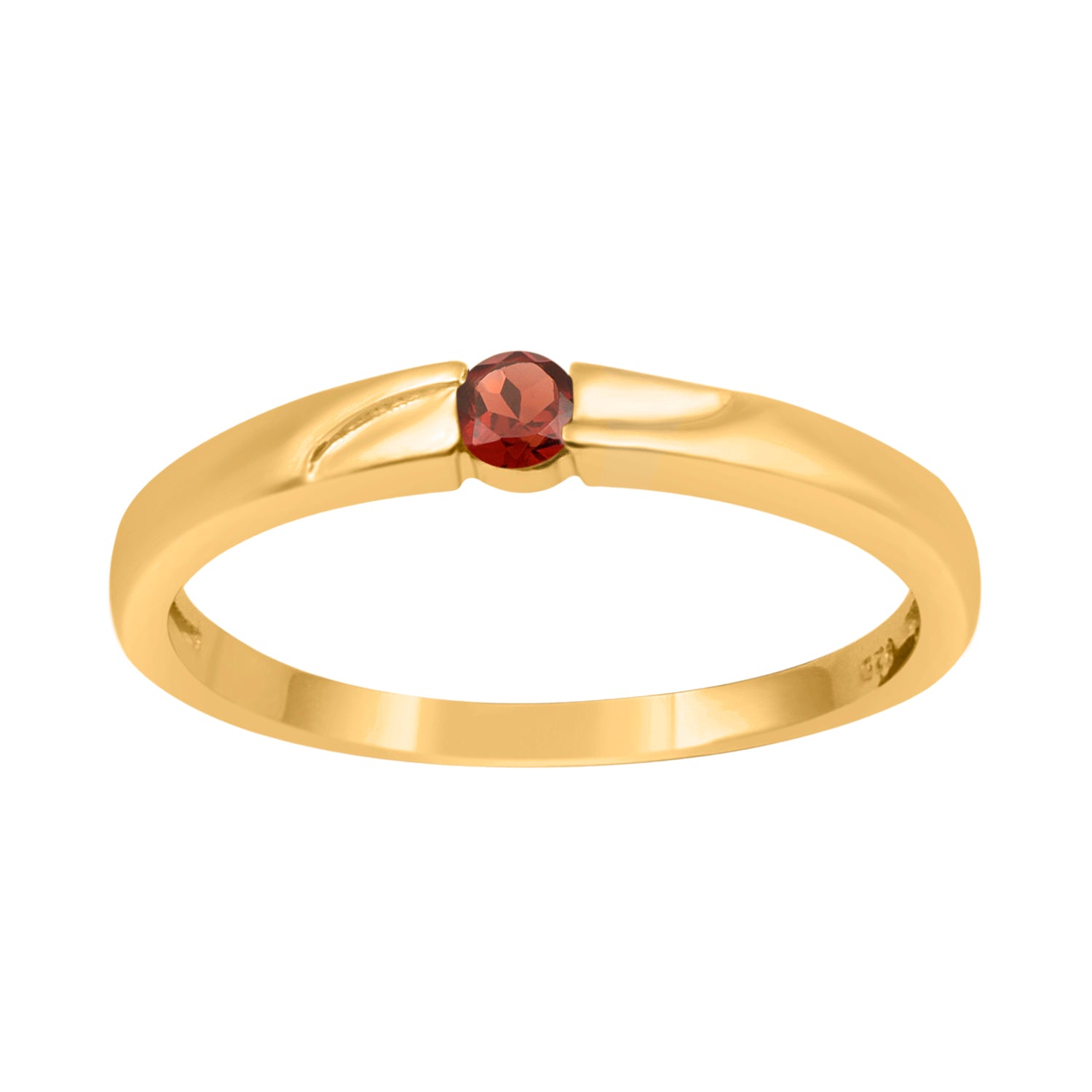 Garnet Round 3MM Tiny Stackable Ring - Sterling Silver