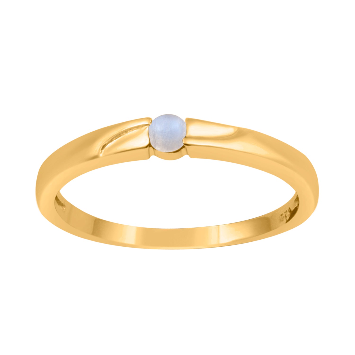 Moonstone Round 3MM Tiny Stackable Ring - Sterling Silver
