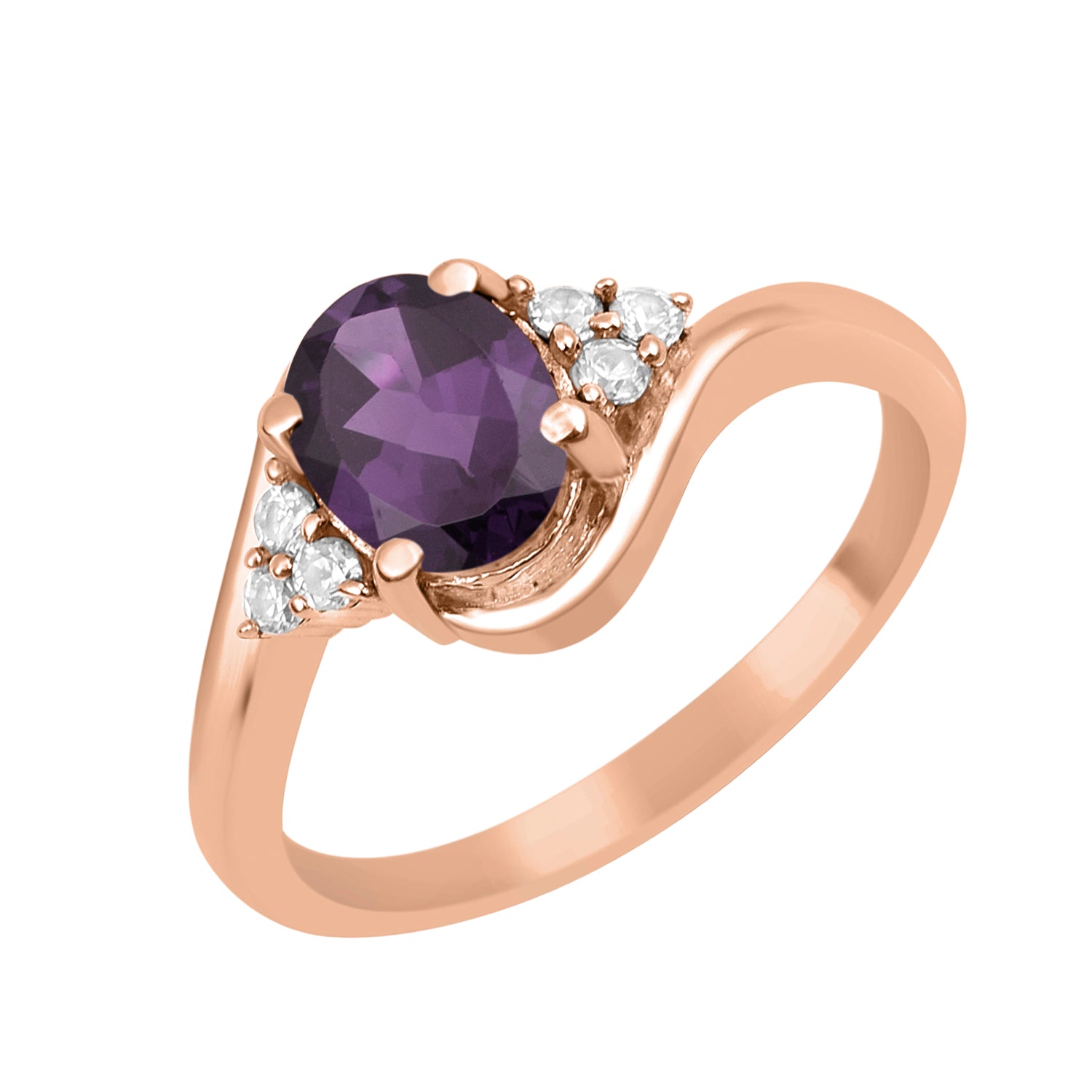 Amethyst 1.5 ctw. Oval Cut Solitaire Ring-Sterling Silver