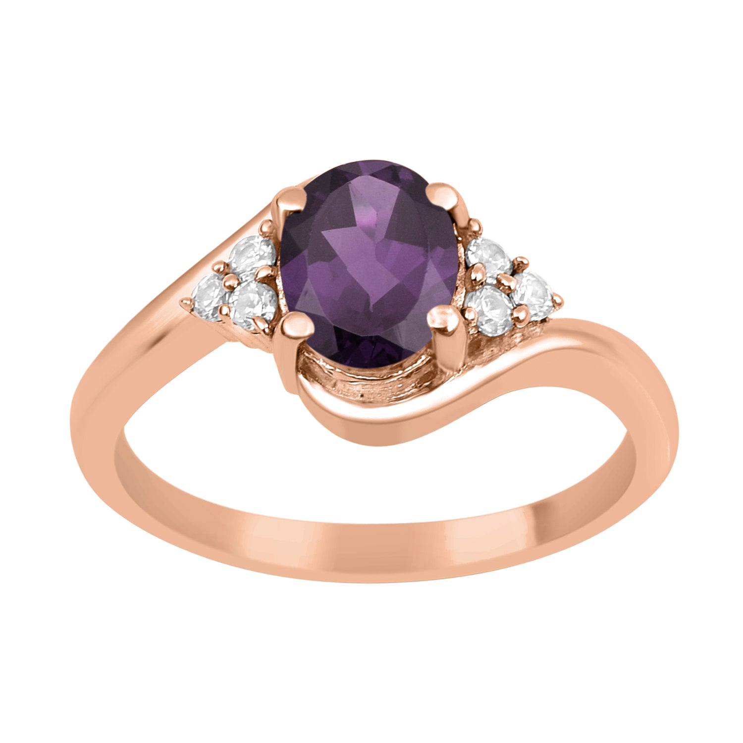 Amethyst 1.5 ctw. Oval Cut Solitaire Ring-Sterling Silver