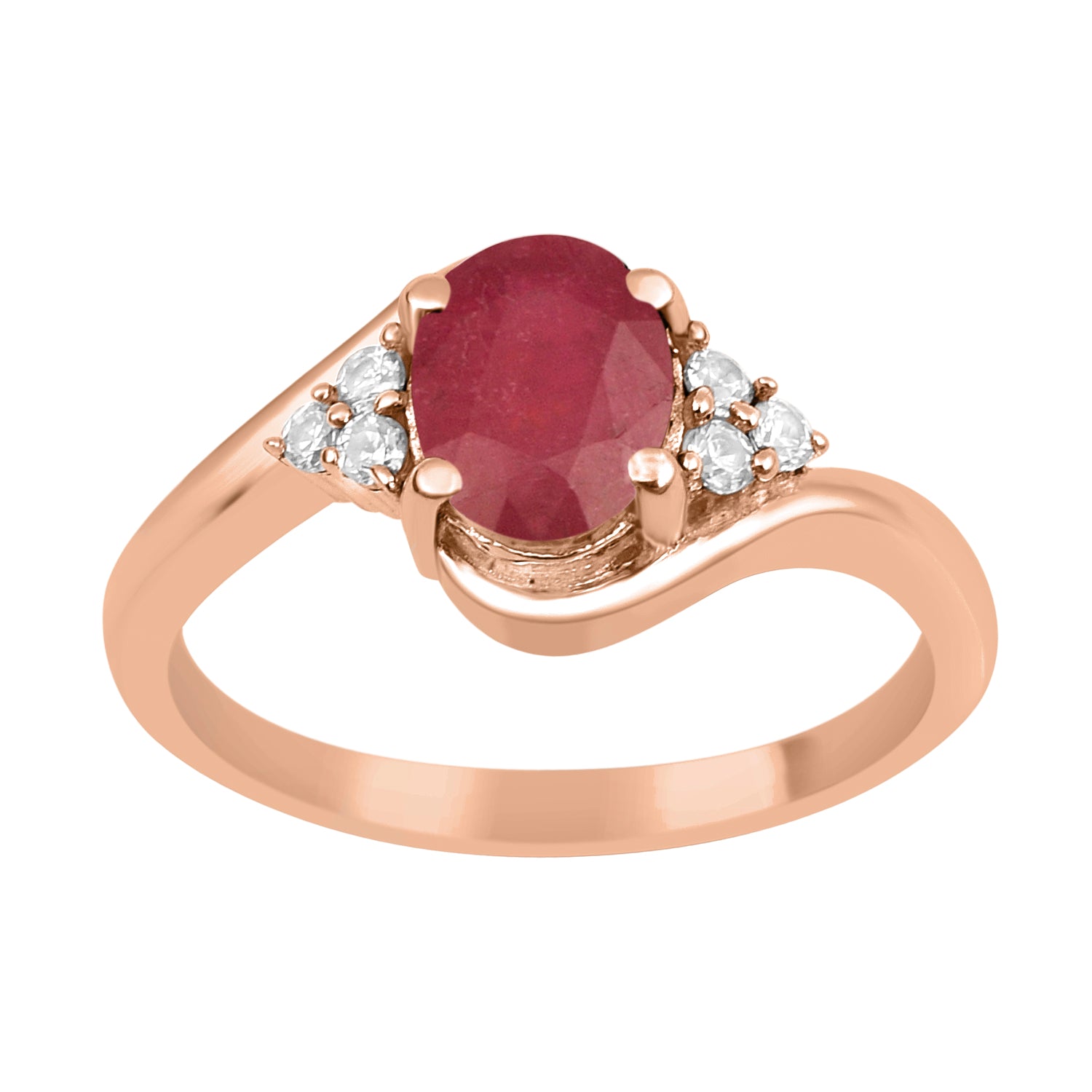 Ruby 1.5 ctw. Oval Cut Solitaire Ring-Sterling Silver