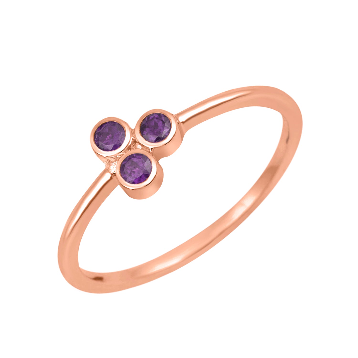 Amethyst 2MM Round Stackable Ring-Sterling Silver
